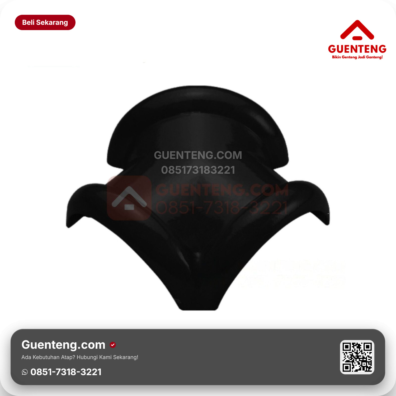 Genteng Keramik Nok 3 Arah Kanan Kanmuri Espanica Aksesoris Volcanic Black Grade 1