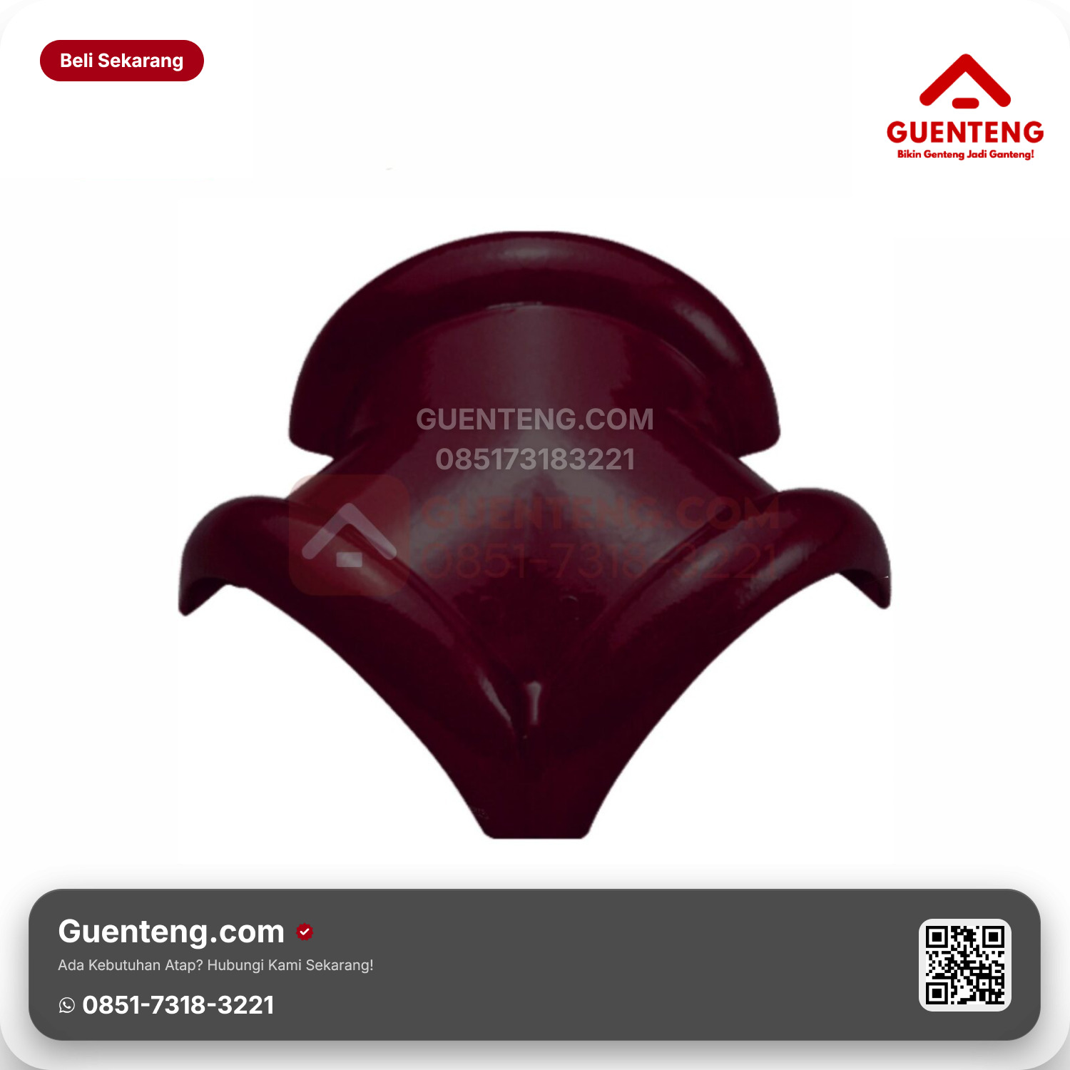 Genteng Keramik Nok 3 Arah Kanan Kanmuri Espanica Aksesoris Wine Red Grade 2
