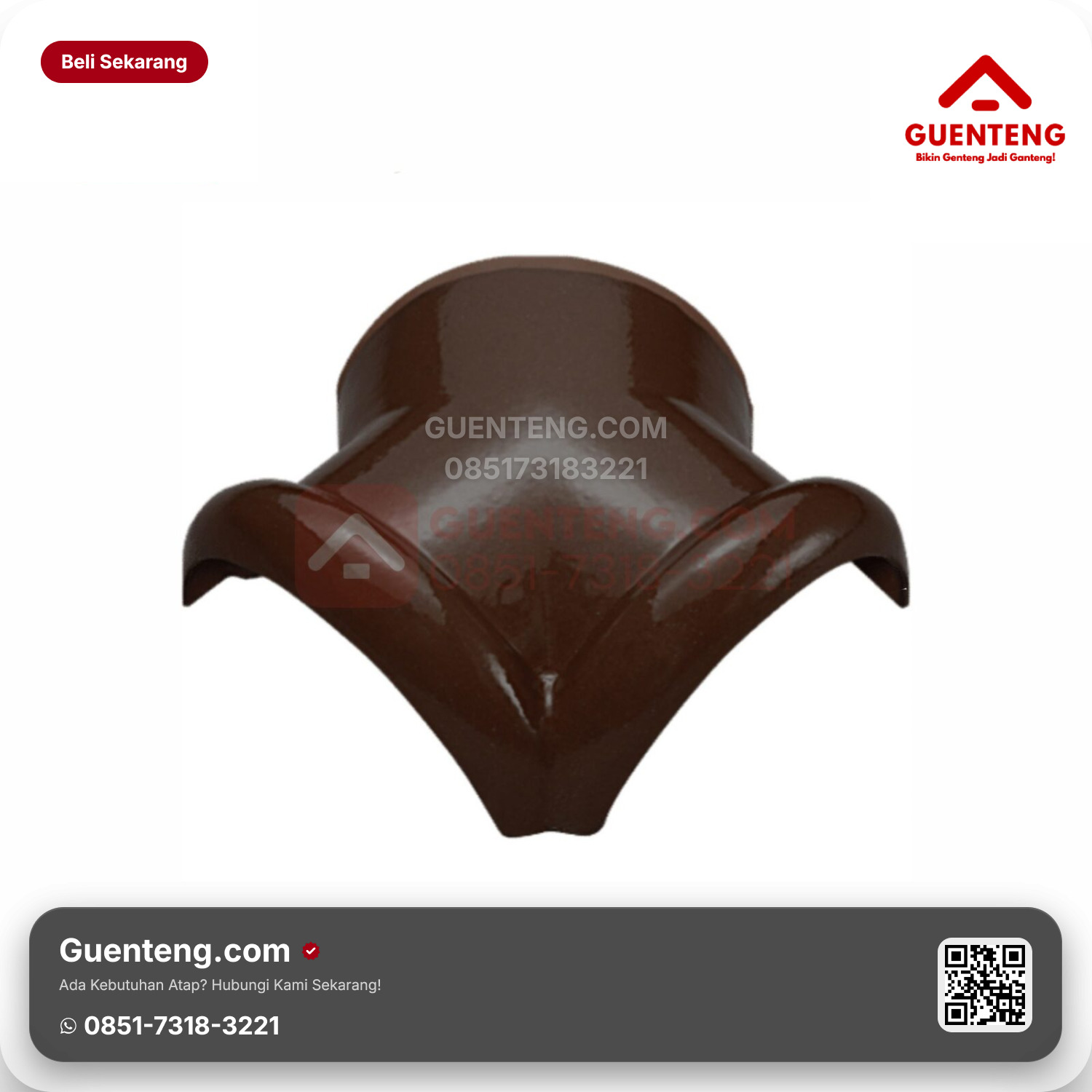 Genteng Keramik Nok 3 Arah Kiri Kanmuri Espanica Aksesoris Brown Grade 2