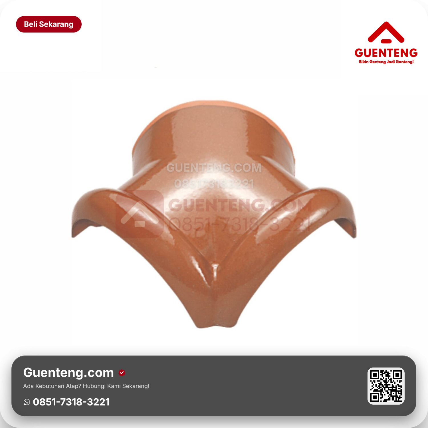 Genteng Keramik Nok 3 Arah Kiri Kanmuri Espanica Aksesoris Medi Brown Grade 1