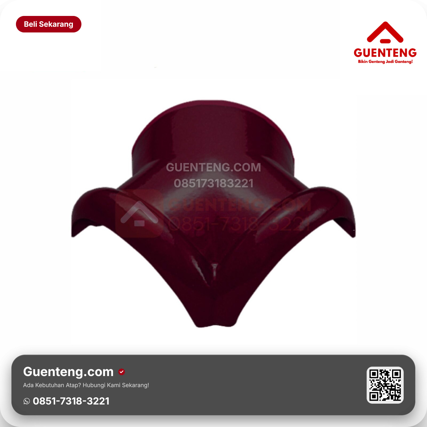 Genteng Keramik Nok 3 Arah Kiri Kanmuri Espanica Aksesoris Wine Red Grade 2