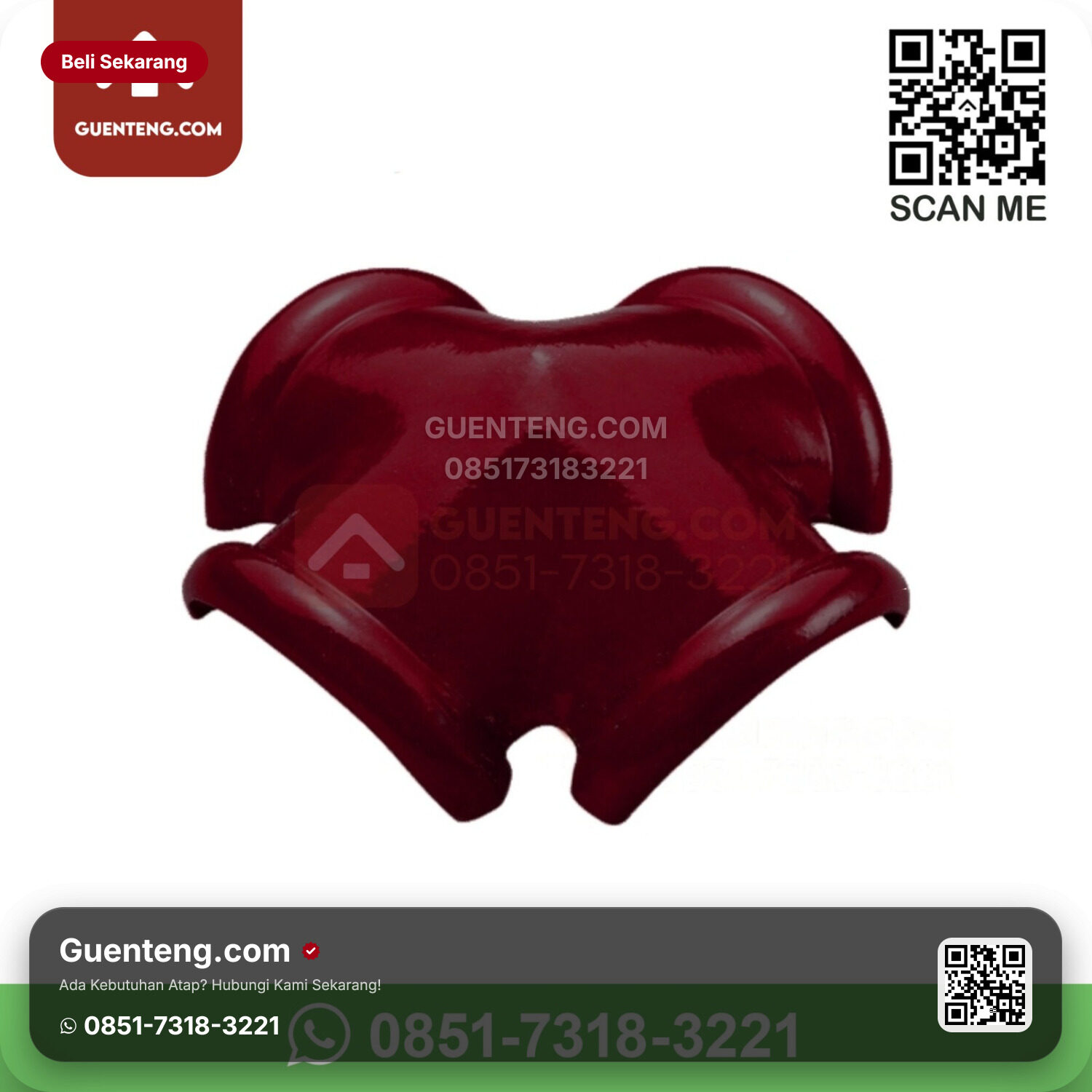 Genteng Keramik Kanmuri – Espanica Aksesoris Genteng Nok 4 Arah Jurai Kanmuri Espanica Grade 1 Maroon