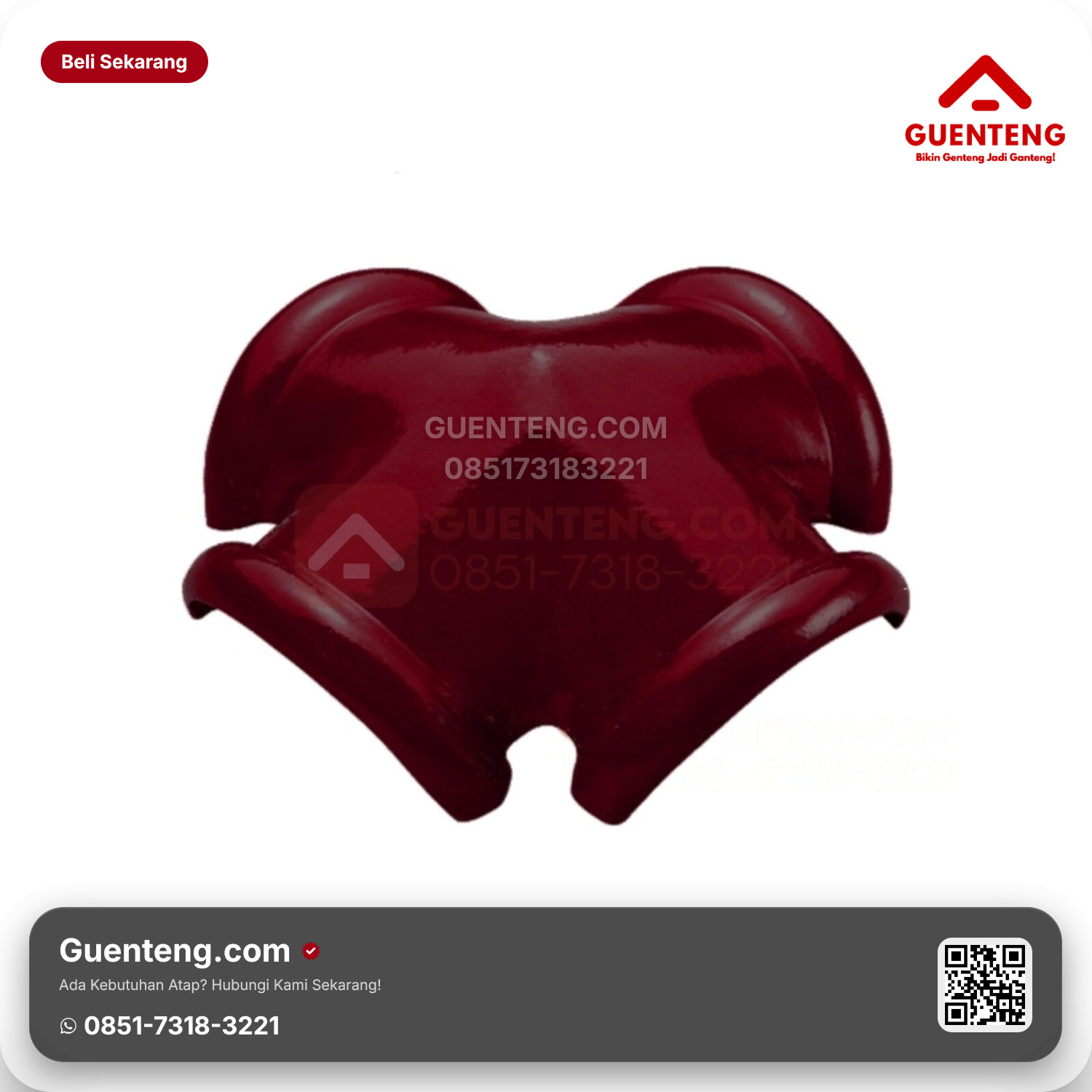Genteng Keramik Nok 4 Arah Jurai Kanmuri Espanica Aksesoris Maroon Grade 2