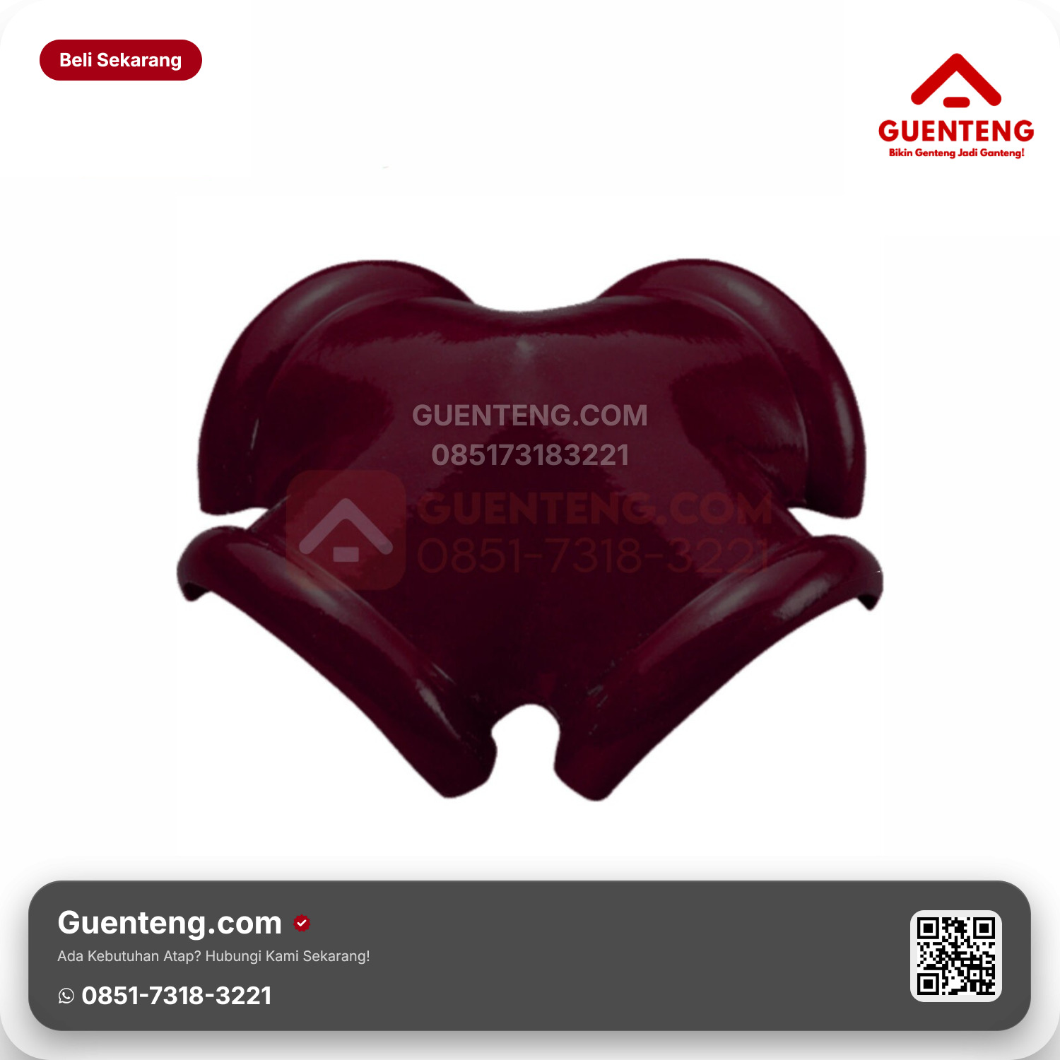 Genteng Keramik Nok 4 Arah Jurai Kanmuri Espanica Aksesoris Padma Red Grade 1