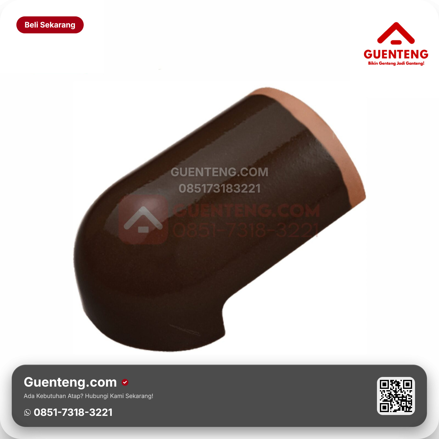 Genteng Keramik Nok Ujung Jurai Kanmuri Espanica Aksesoris Brown Grade 2