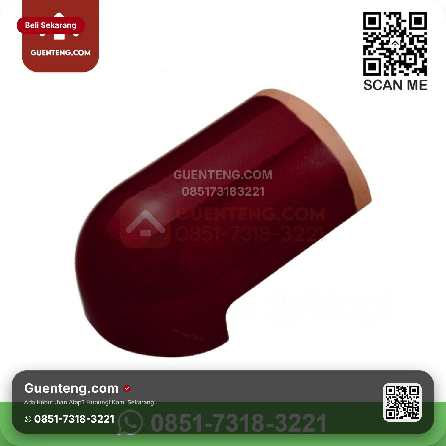 Genteng Keramik Kanmuri - Espanica Aksesoris Genteng Nok Ujung Jurai Kanmuri Espanica Grade 1 Maroon