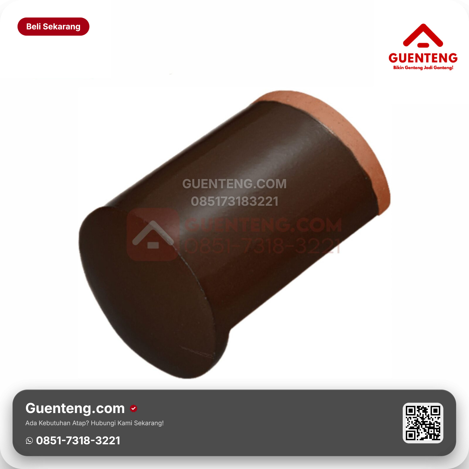 Genteng Keramik Nok Ujung Kiri Kanmuri Espanica Aksesoris Brown Grade 2