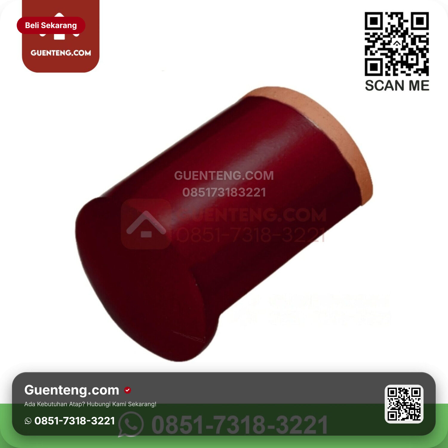 Keramik Kanmuri Kanmuri Espanica Genteng Nok Ujung Nok Kiri Kanmuri Espanica Maroon Grade 1 Pcs