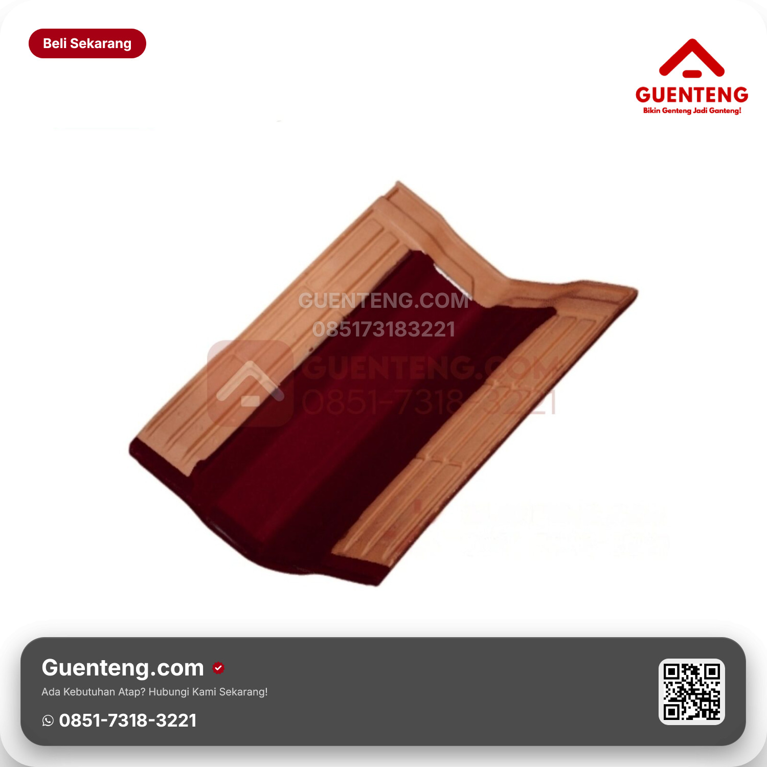 Genteng Keramik Talang/Valley Tile Kanmuri Espanica Aksesoris Maroon Grade 2