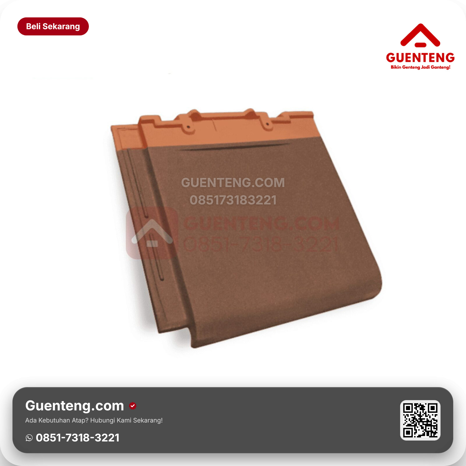 Genteng Keramik Kanmuri Full Flat Utama Medi Brown Grade PK