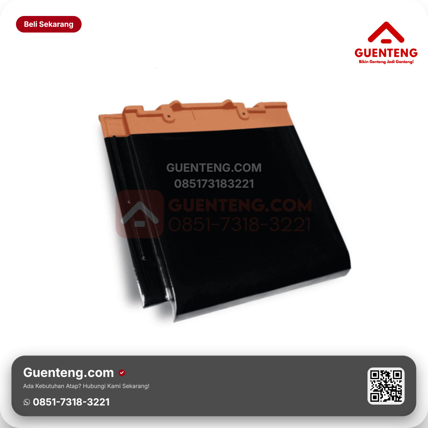 Genteng Keramik Kanmuri Full Flat Utama Silk Black Grade PK