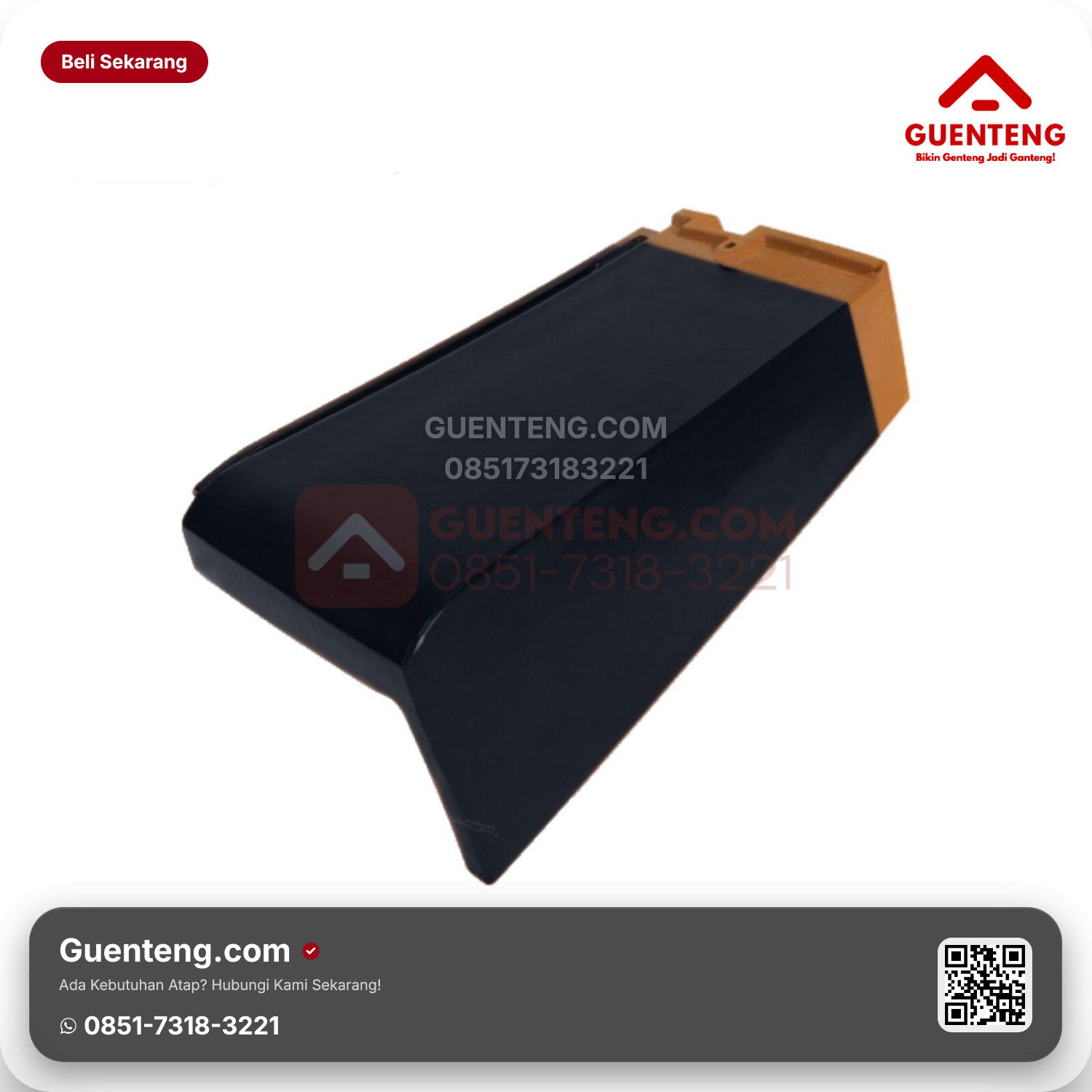 Genteng Keramik Lisplang Kanan Kanmuri Full Flat Aksesoris Onyx Black Grade 1