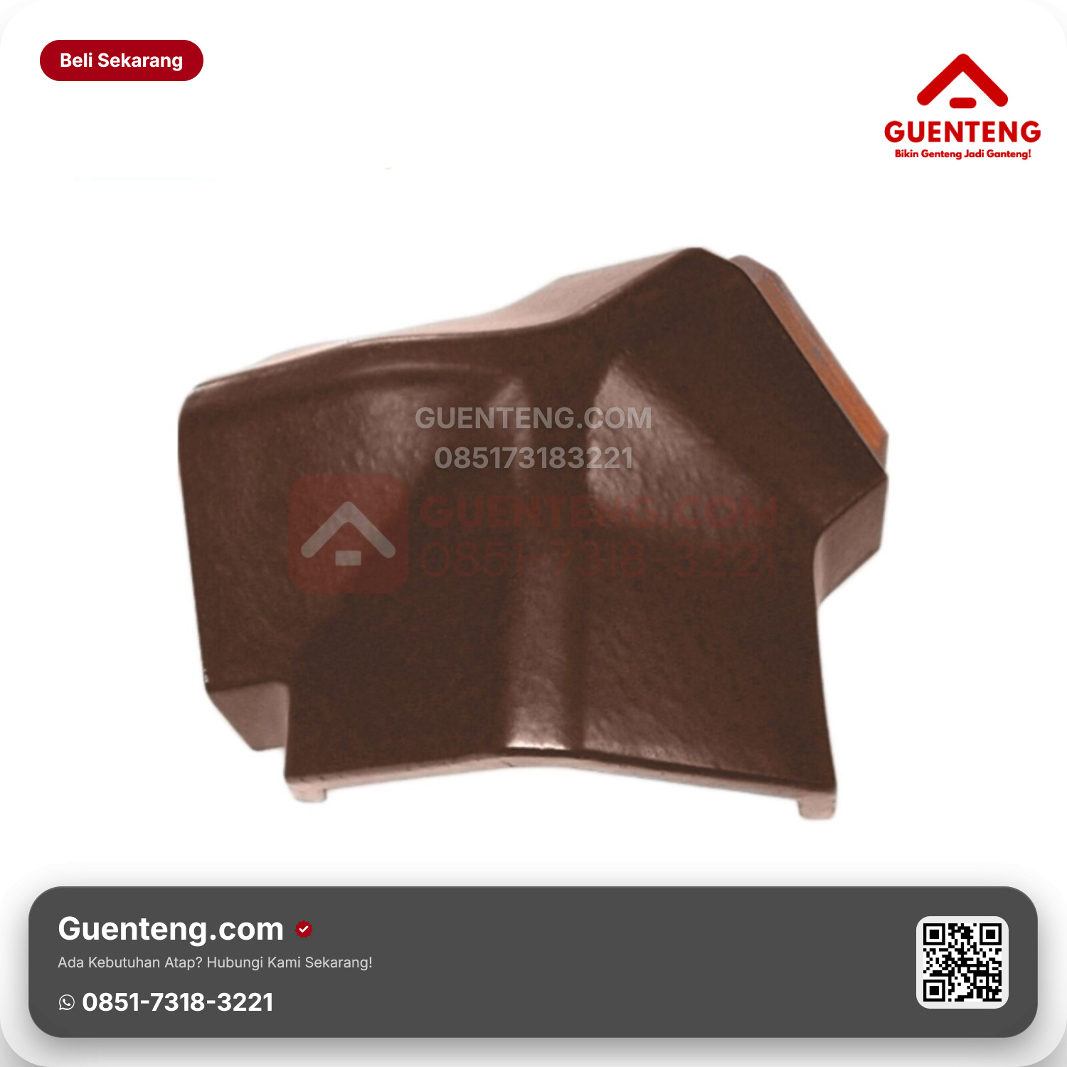Genteng Keramik Nok 3 Arah Kanmuri Full Flat Aksesoris Medi Brown Grade 1