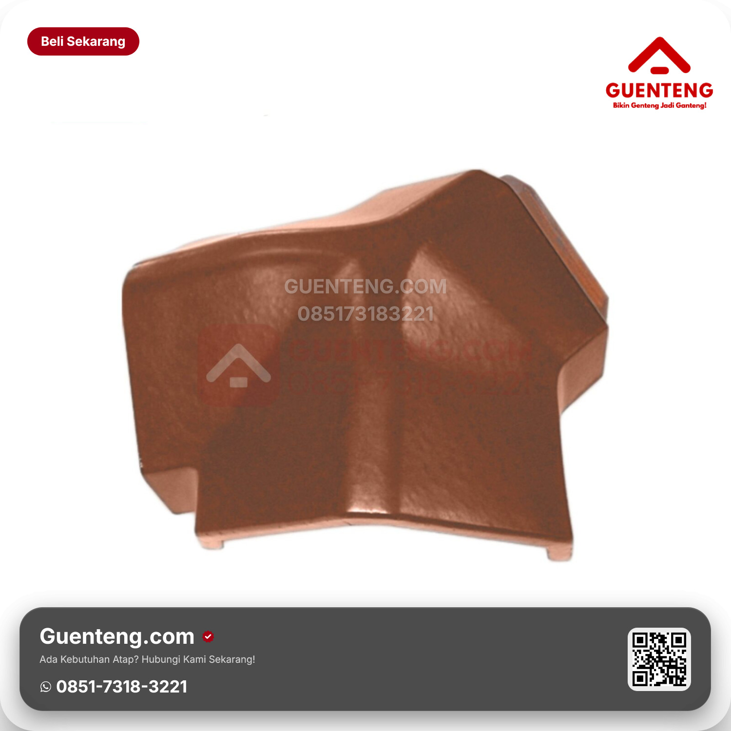 Genteng Keramik Nok 3 Arah Kanmuri Full Flat Aksesoris Medi Orange Grade 2