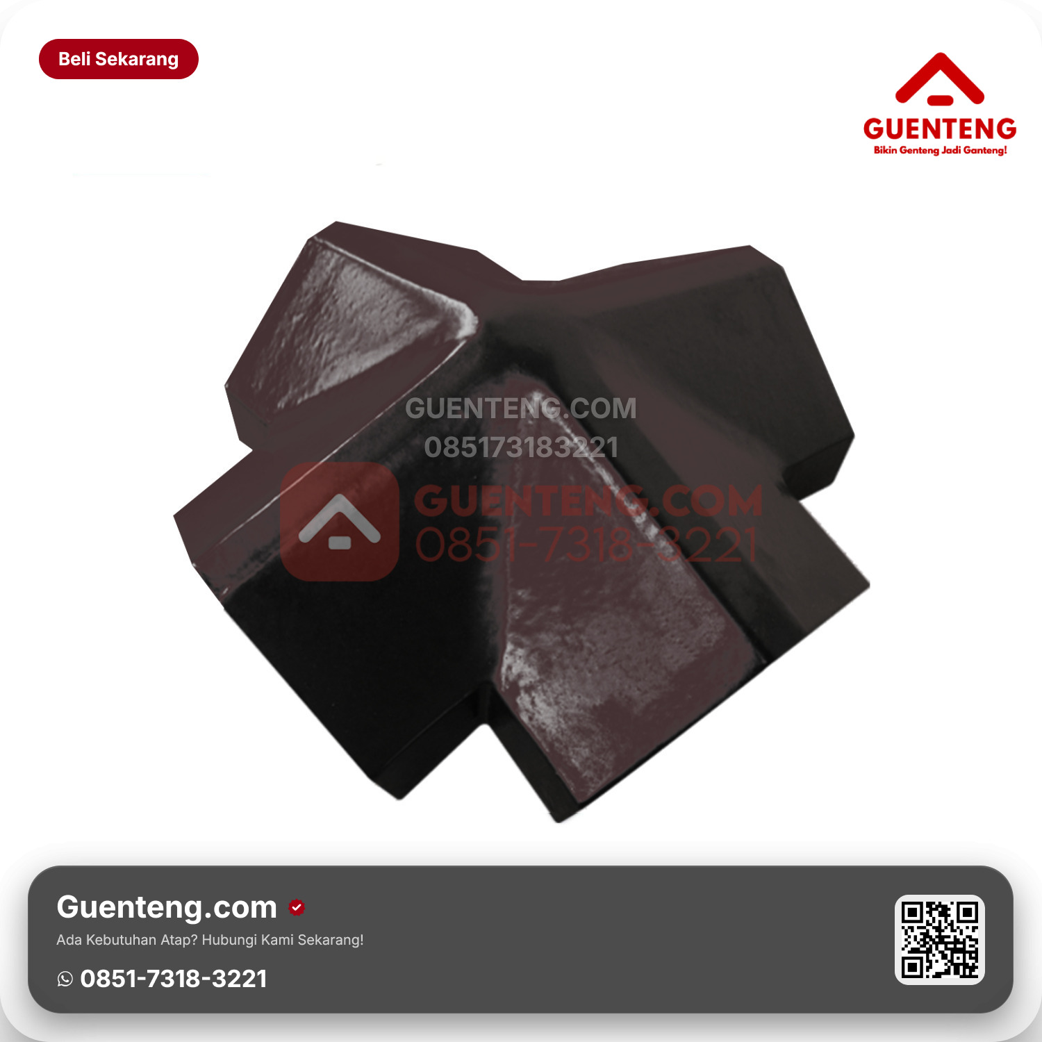 Genteng Keramik Nok 4 Arah Kanmuri Full Flat Aksesoris Garnet Grade 1