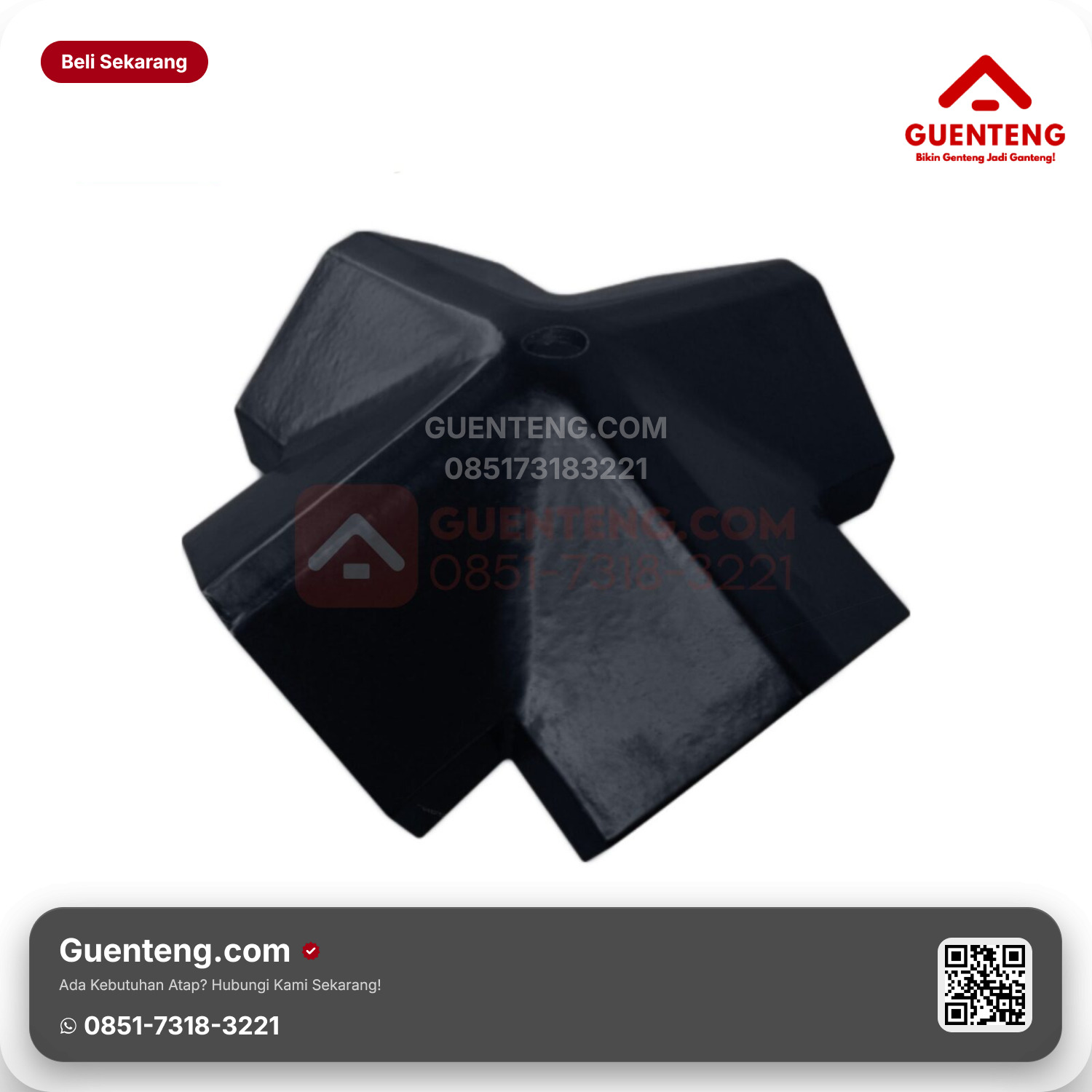 Genteng Keramik Nok 4 Arah Kanmuri Full Flat Aksesoris Onyx Black Grade 2