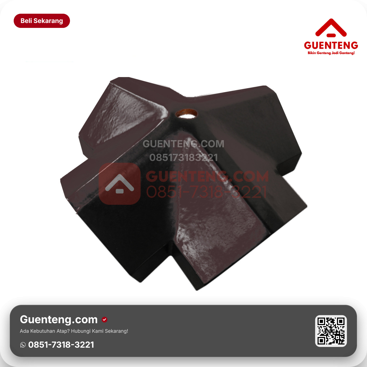Genteng Keramik Nok 4 Arah Penangkal Petir Kanmuri Full Flat Aksesoris Garnet Grade 2