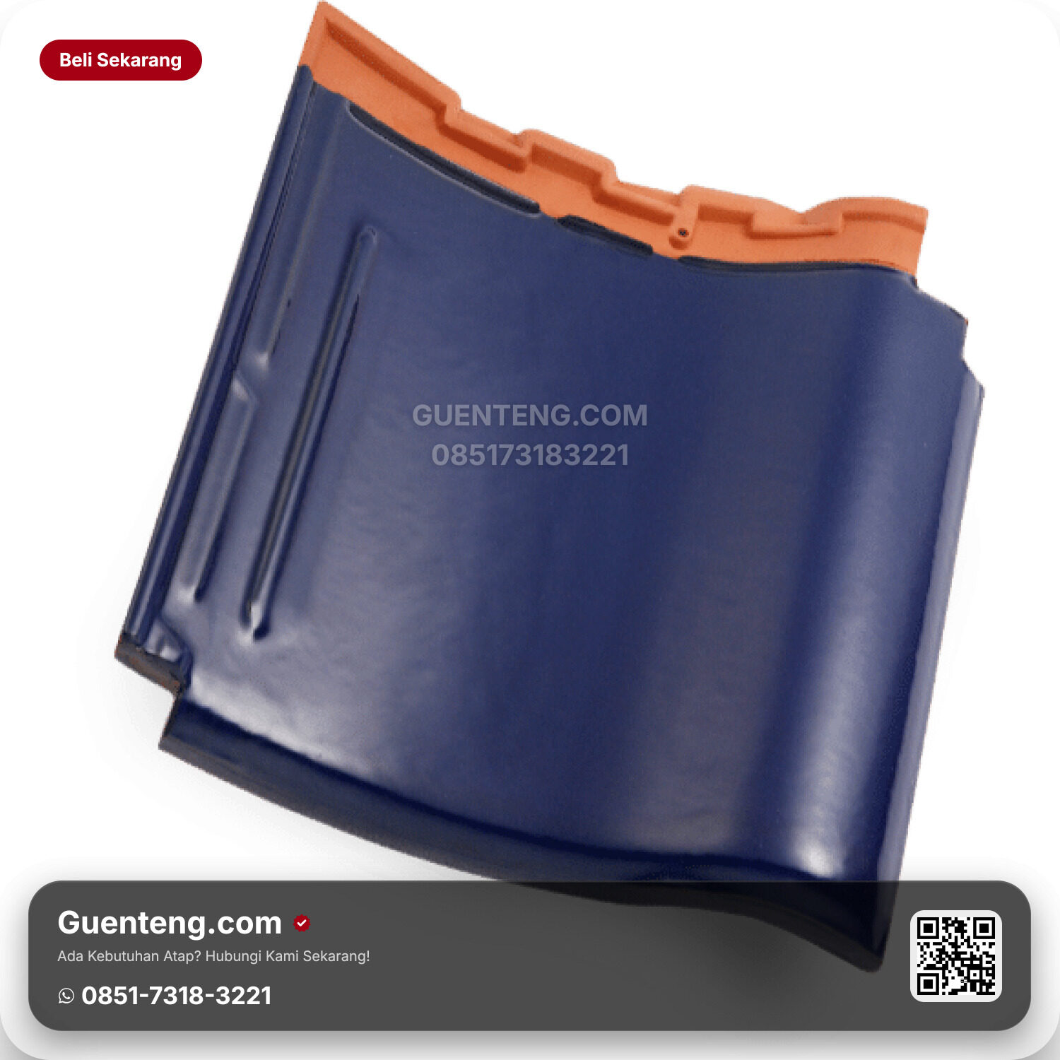 Genteng Keramik Kanmuri – Full Flat Aksesoris Genteng Nok 4 Arah Penangkal Petir Kanmuri Full Flat Grade 1 Admiral Blue