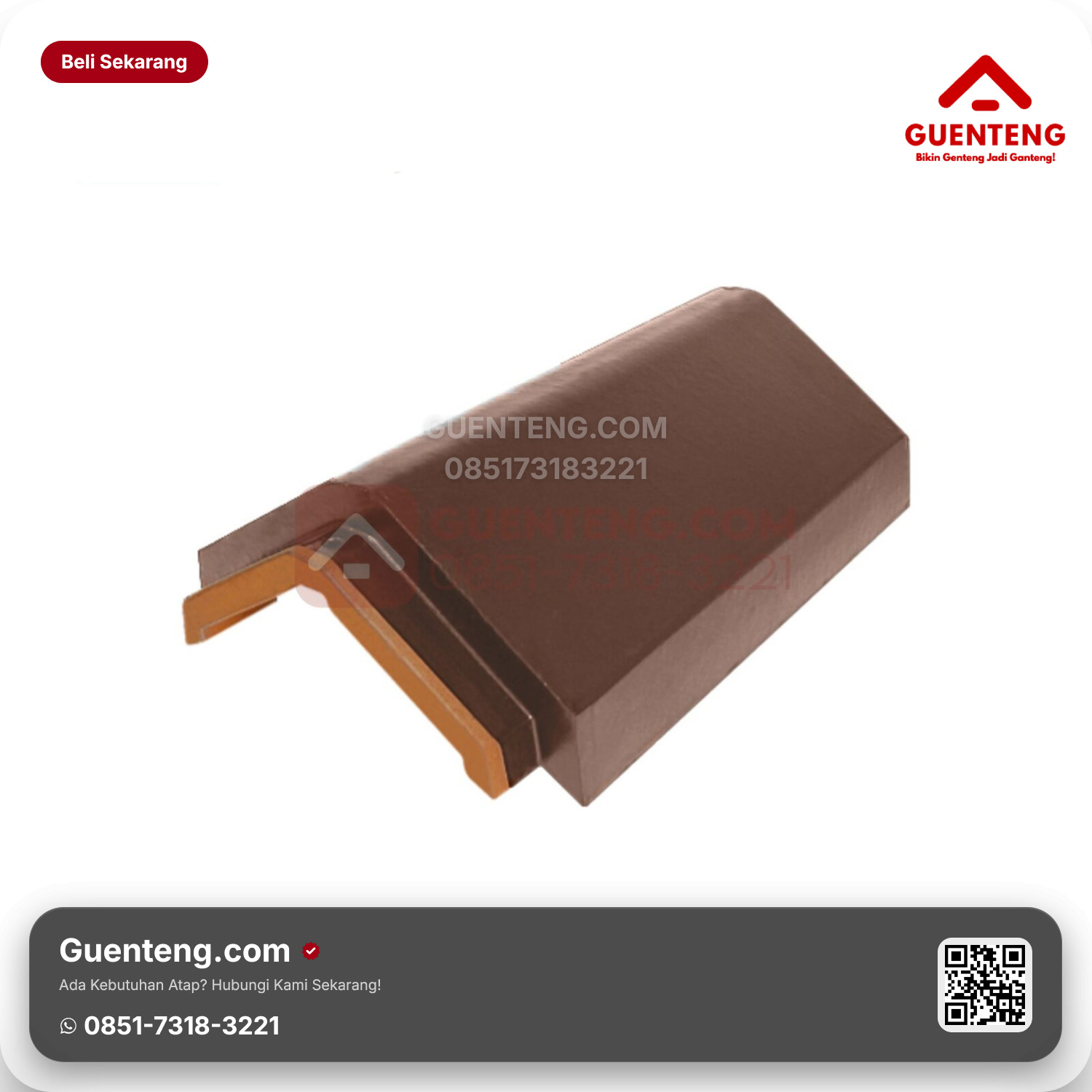 Genteng Keramik Nok Atas Kanmuri Full Flat Aksesoris Medi Brown Grade 1