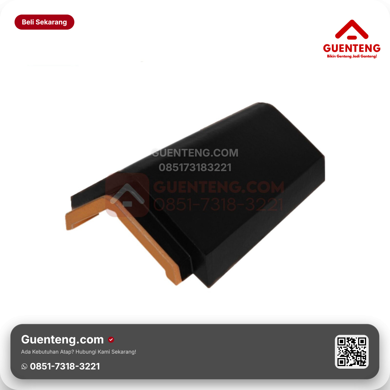 Genteng Keramik Nok Atas Kanmuri Full Flat Aksesoris Silk Black Grade 2