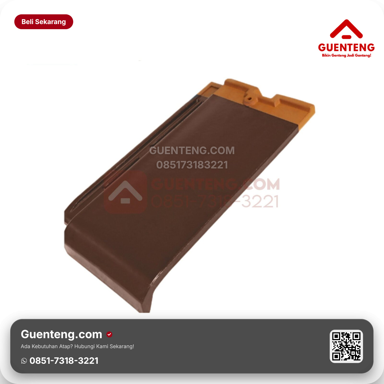 Genteng Keramik Setengah Kanmuri Full Flat Aksesoris Medi Brown Grade 1