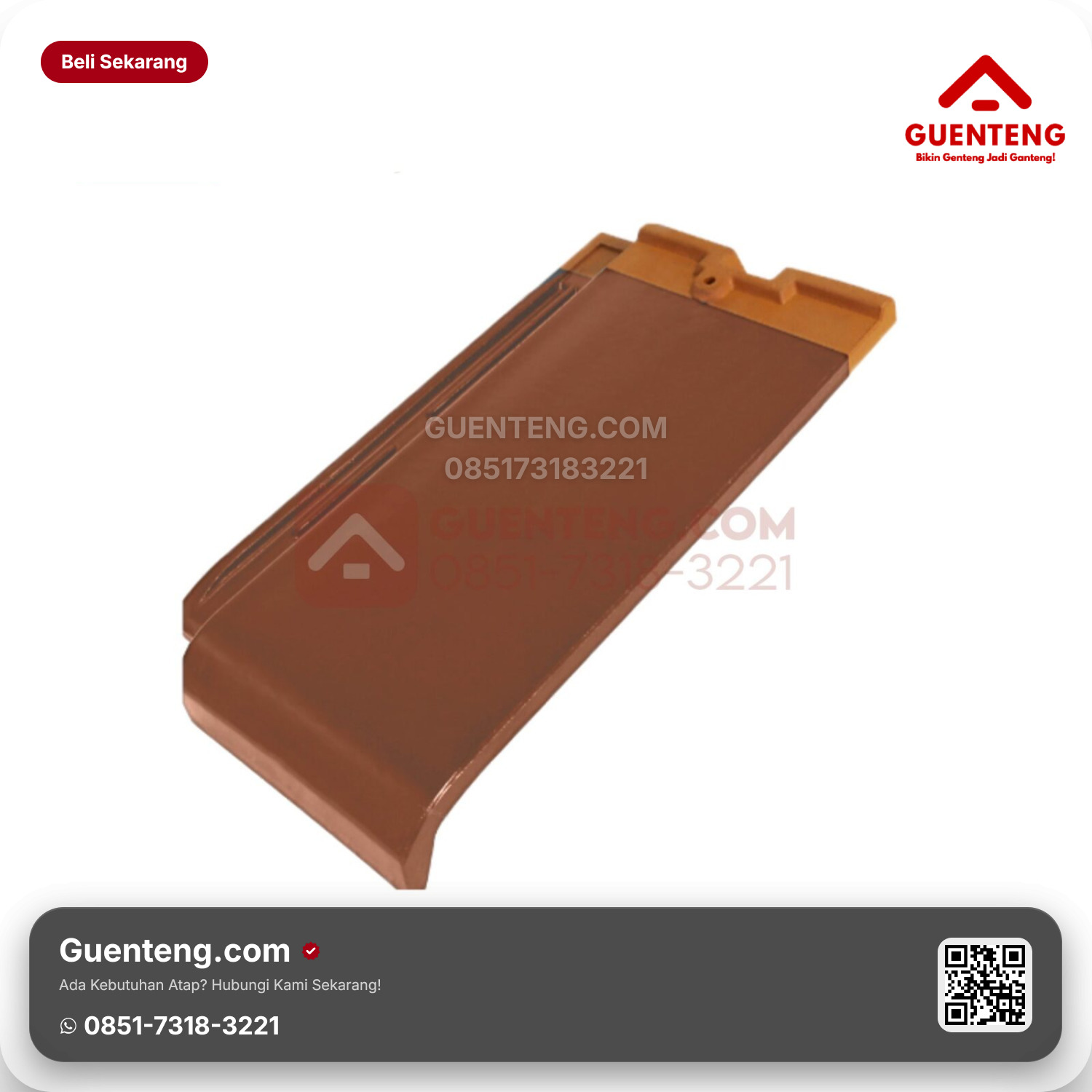 Genteng Keramik Setengah Kanmuri Full Flat Aksesoris Medi Orange Grade 2