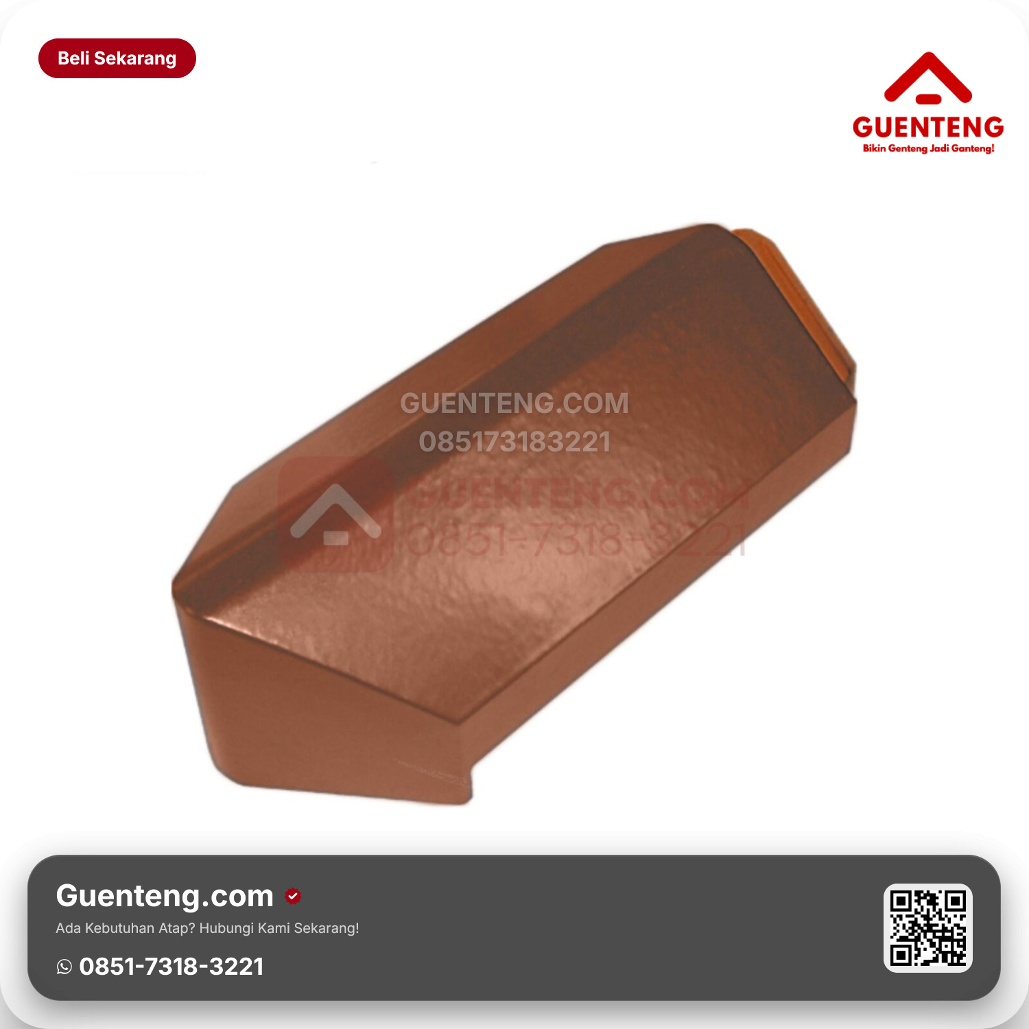 Genteng Keramik Ujung Jurai Kanmuri Full Flat Aksesoris Medi Orange Grade 1