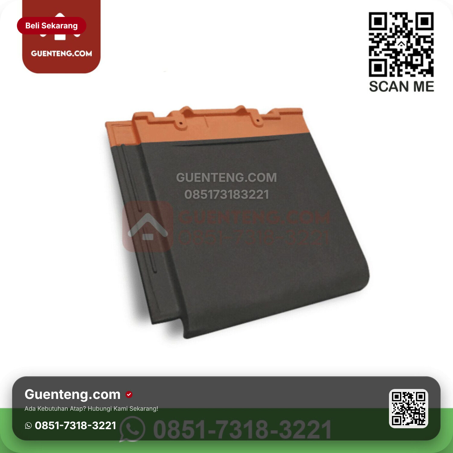 Genteng Keramik Kanmuri – Full Flat Aksesoris Genteng Ujung Nok Kanan Kanmuri Full Flat Grade 1 Medi Grey