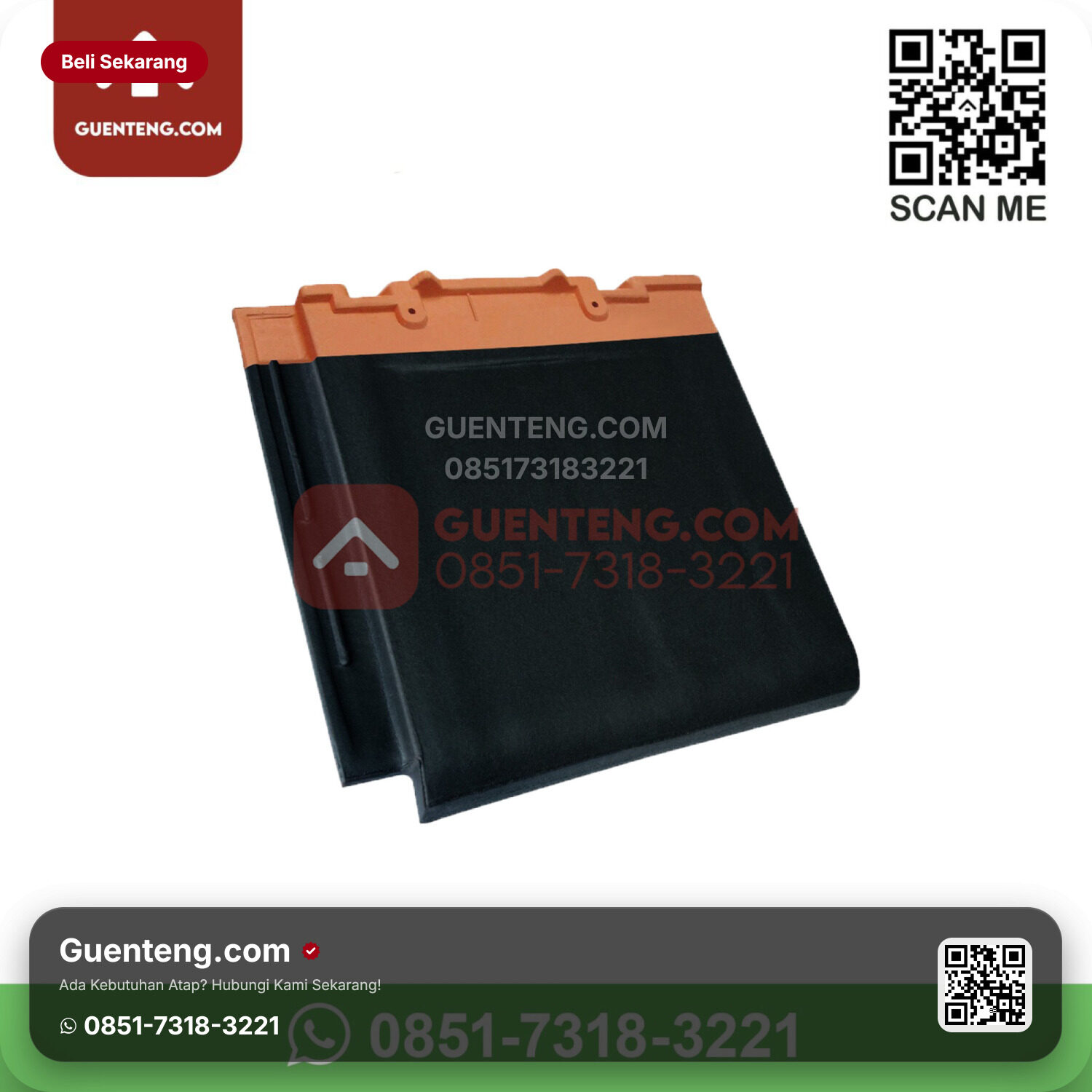 Genteng Keramik Kanmuri – Full Flat Aksesoris Genteng Ujung Nok Kanan Kanmuri Full Flat Grade 1 Onyx Black