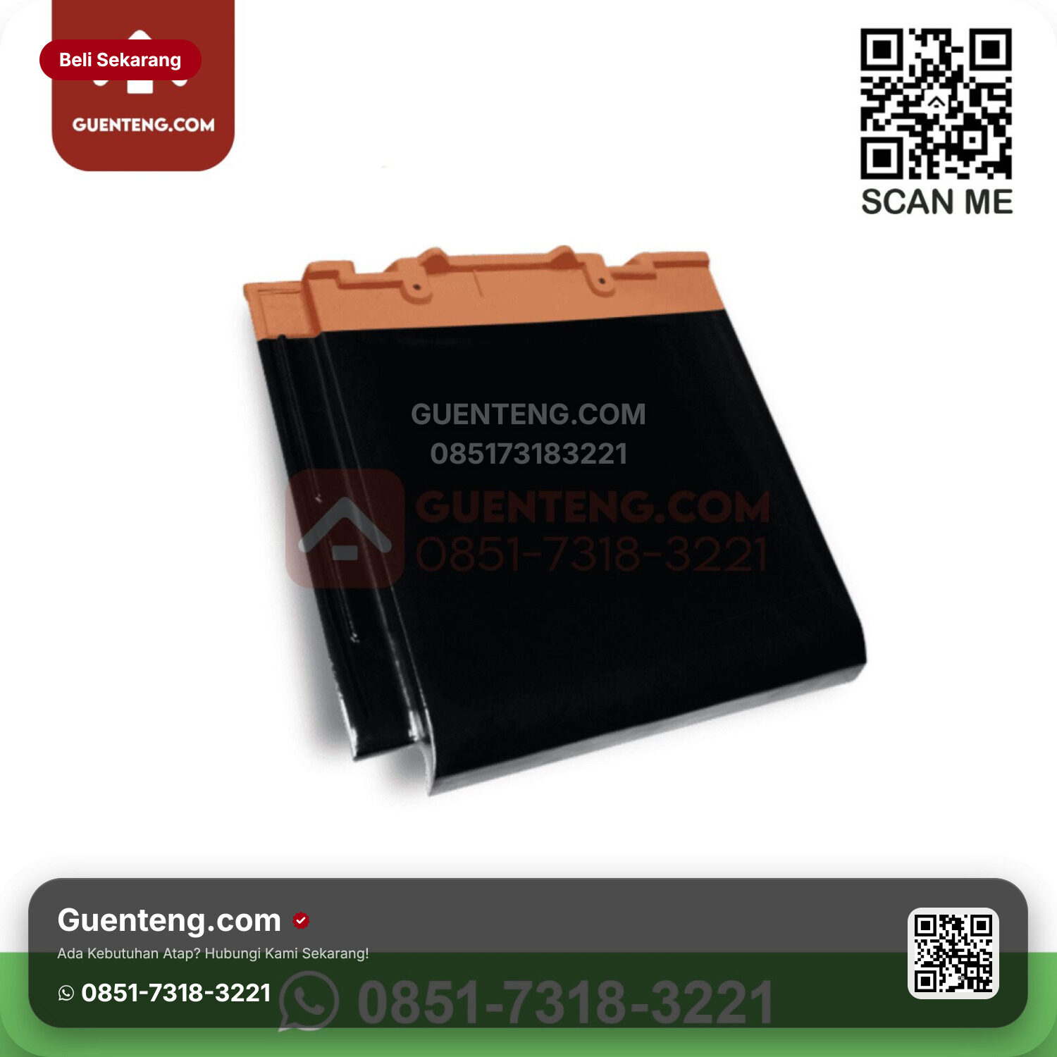 Genteng Keramik Kanmuri – Full Flat Aksesoris Genteng Ujung Nok Kanan Kanmuri Full Flat Grade 1 Silk Black