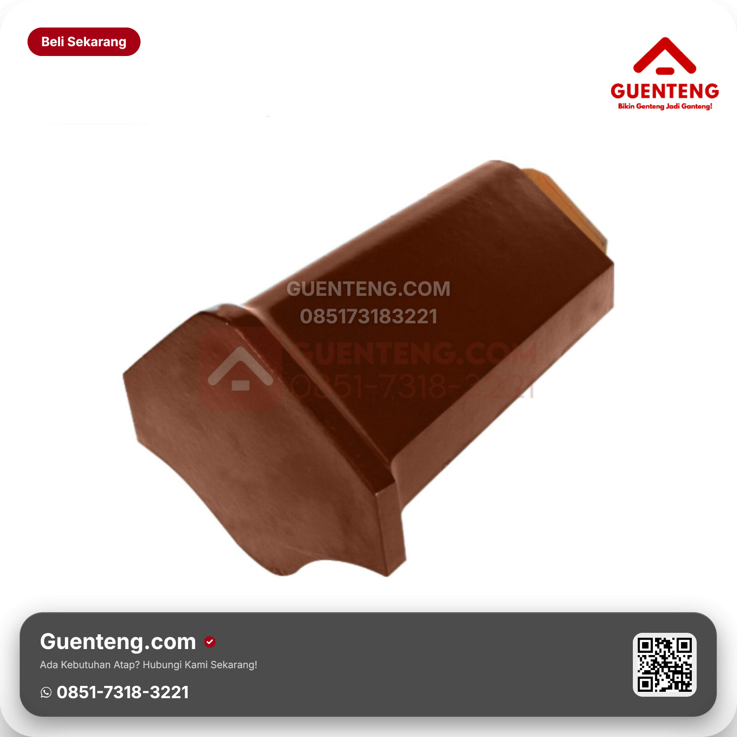 Genteng Keramik Ujung Nok Kanan Kanmuri Full Flat Aksesoris Natural Grade 1