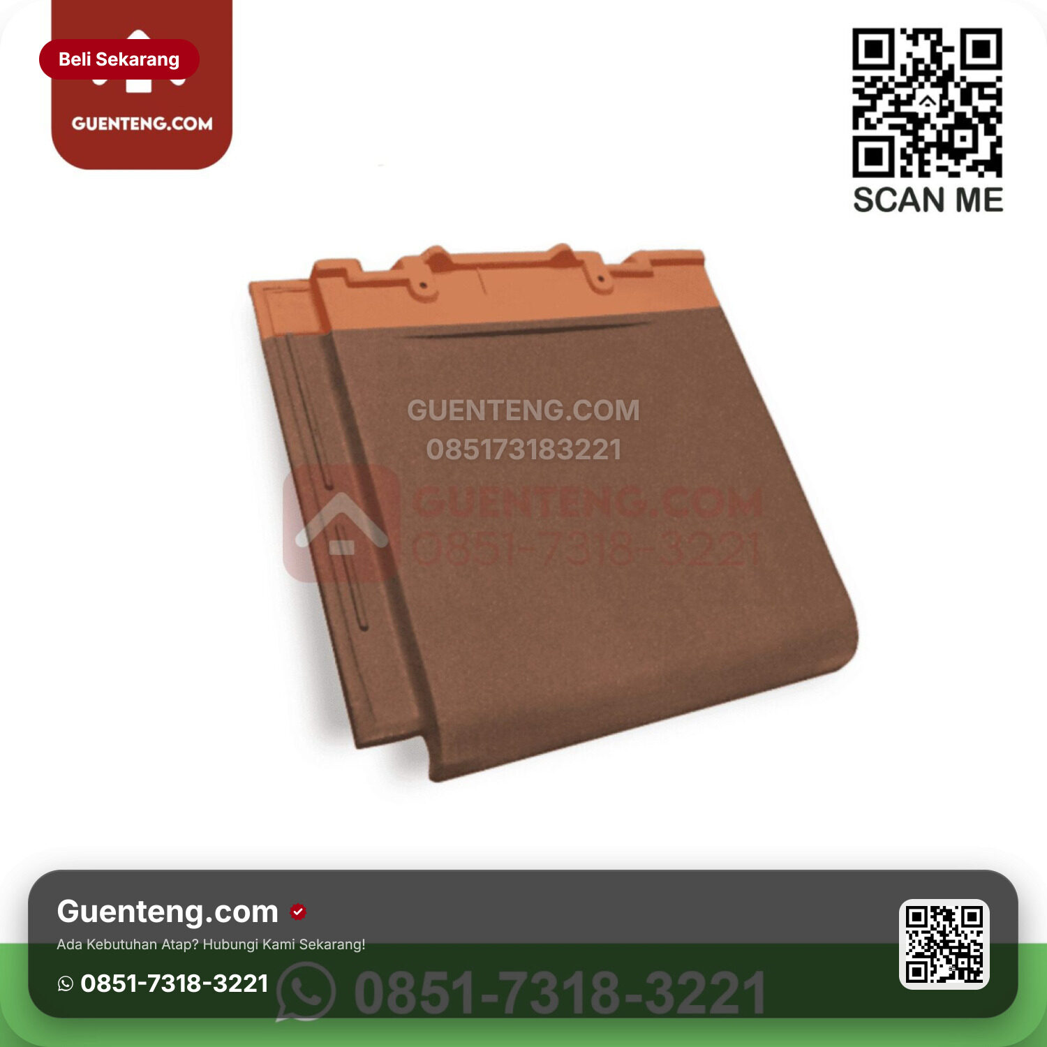Genteng Keramik Kanmuri – Full Flat Aksesoris Genteng Ujung Nok Kiri Kanmuri Full Flat Grade 1 Medi Brown