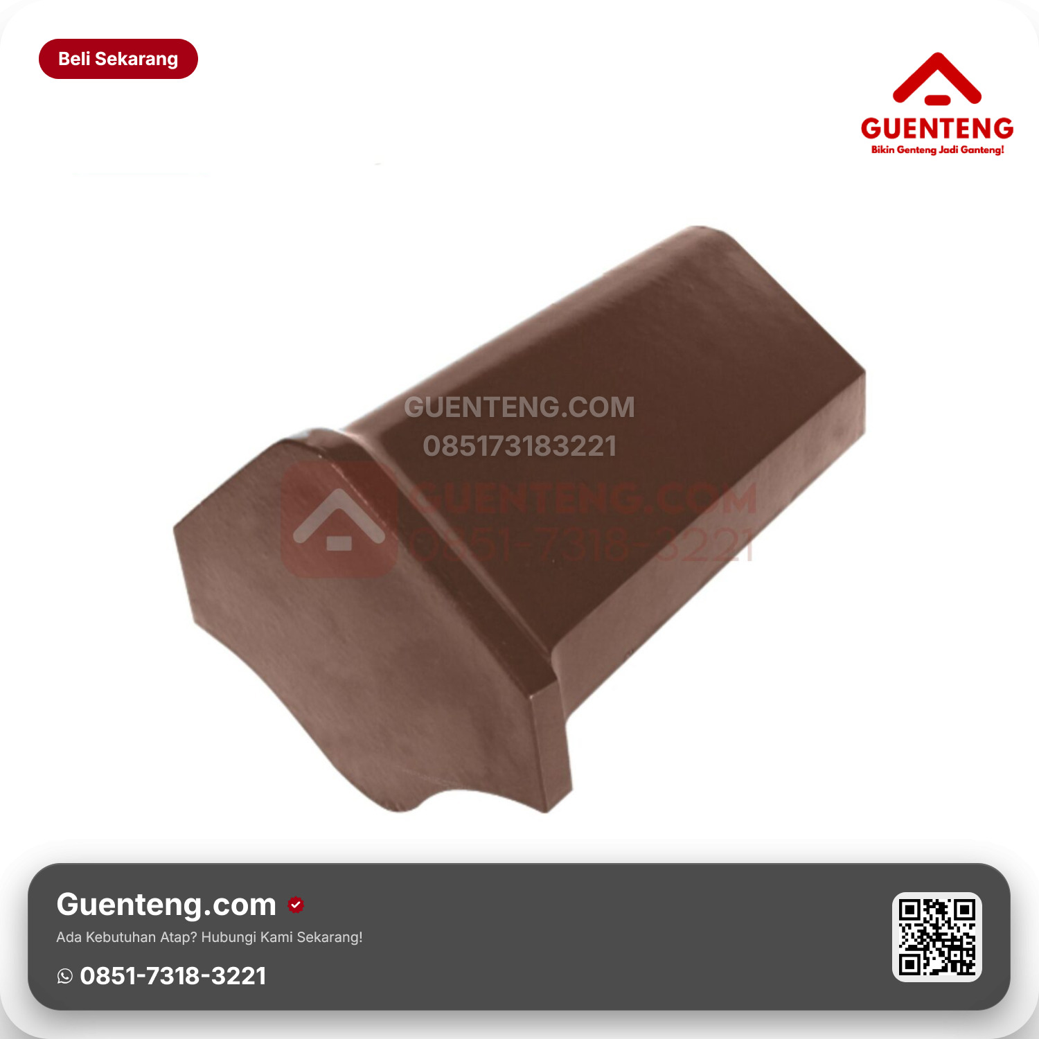 Genteng Keramik Ujung Nok Kiri Kanmuri Full Flat Aksesoris Medi Brown Grade 1