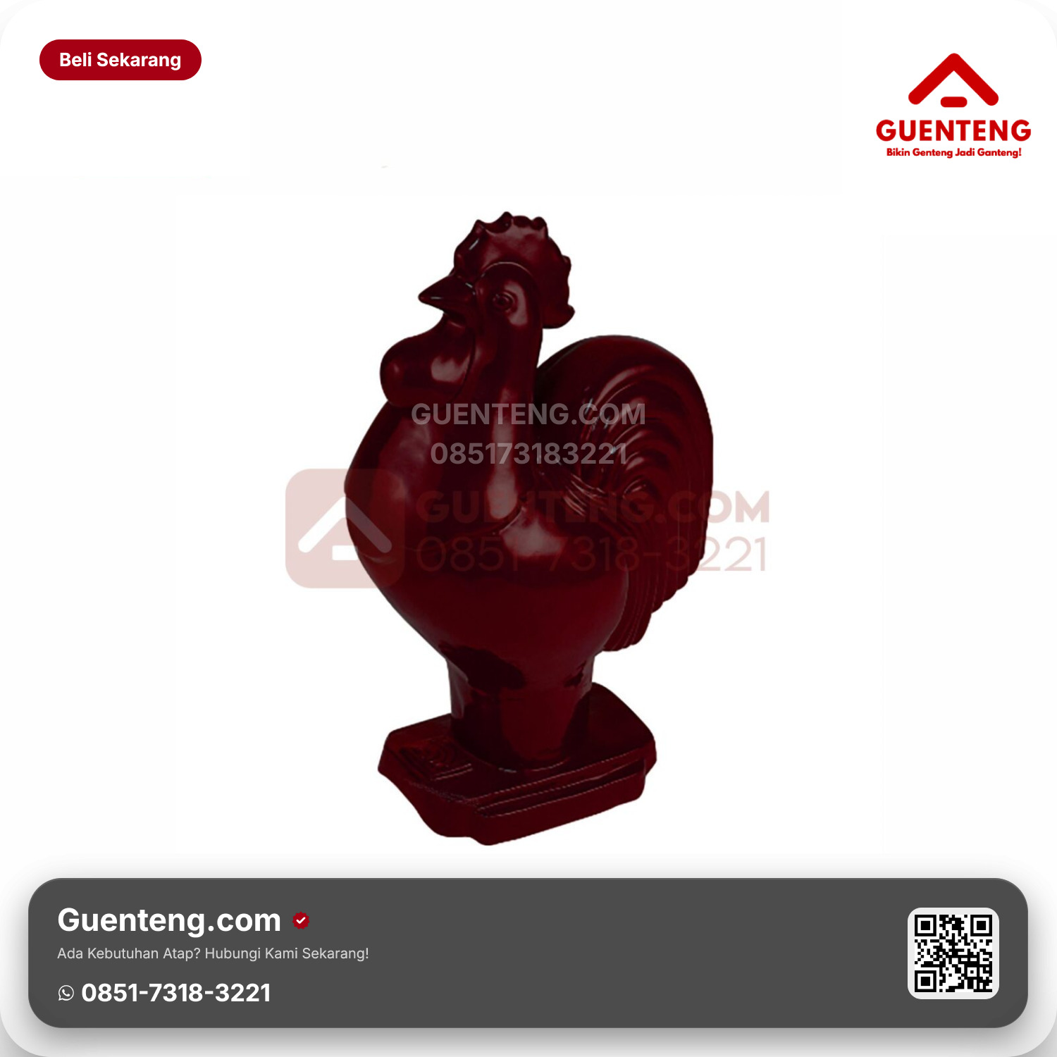 Genteng Keramik Aksesoris Spesial (Ayam) Kanmuri Milenio Maroon Grade 1
