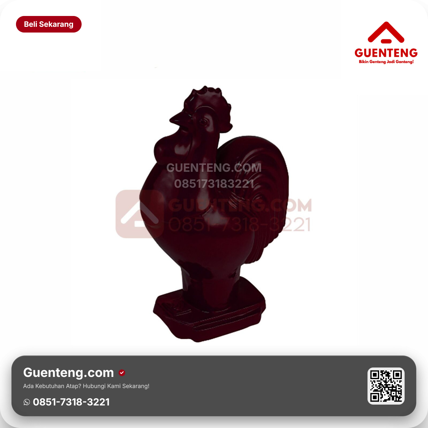 Genteng Keramik Aksesoris Spesial (Ayam) Kanmuri Milenio Padma Red Grade 2