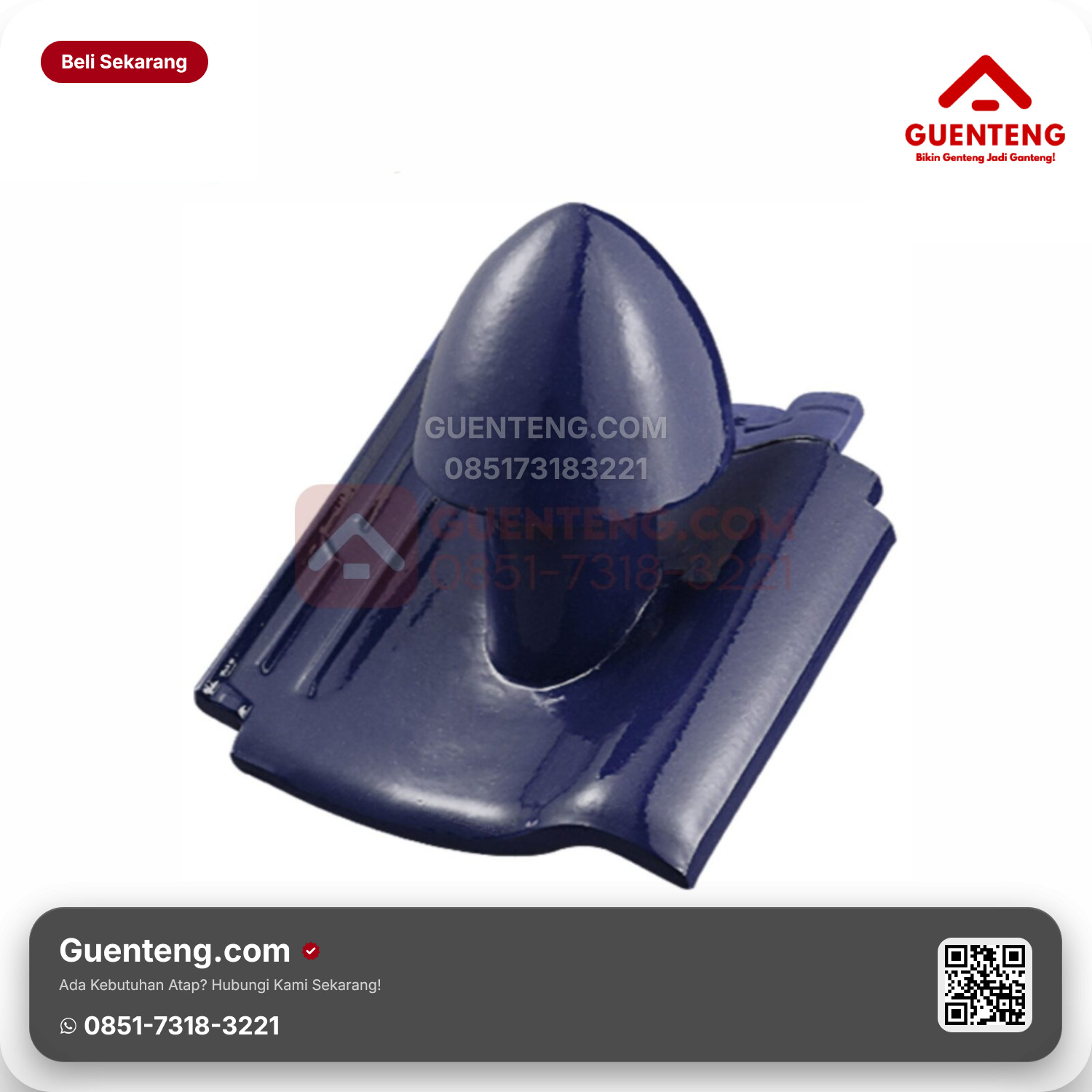 Genteng Keramik Cerobong Udara Kanmuri Milenio Aksesoris Admiral Blue Grade 1