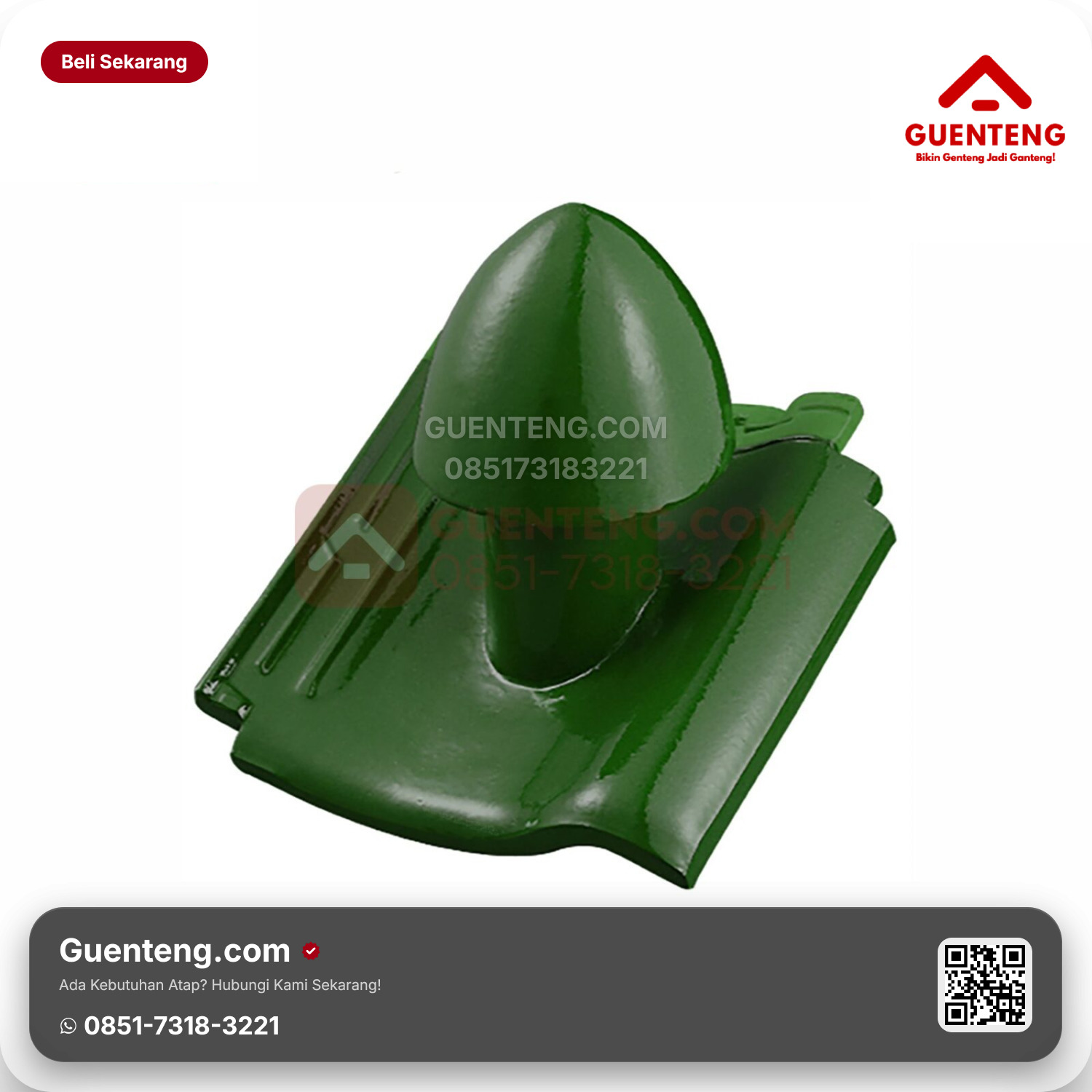 Genteng Keramik Cerobong Udara Kanmuri Milenio Aksesoris Green Grade 2