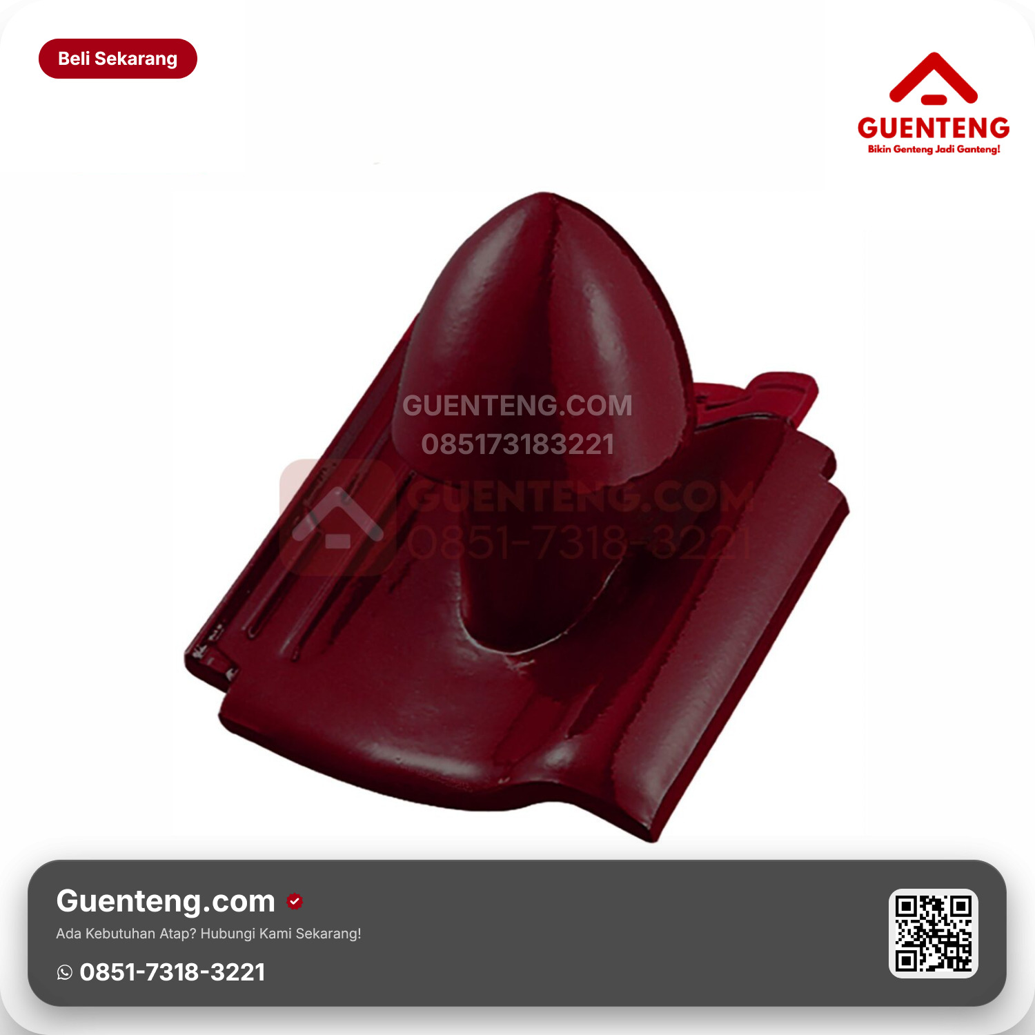 Genteng Keramik Cerobong Udara Kanmuri Milenio Aksesoris Maroon Grade 2