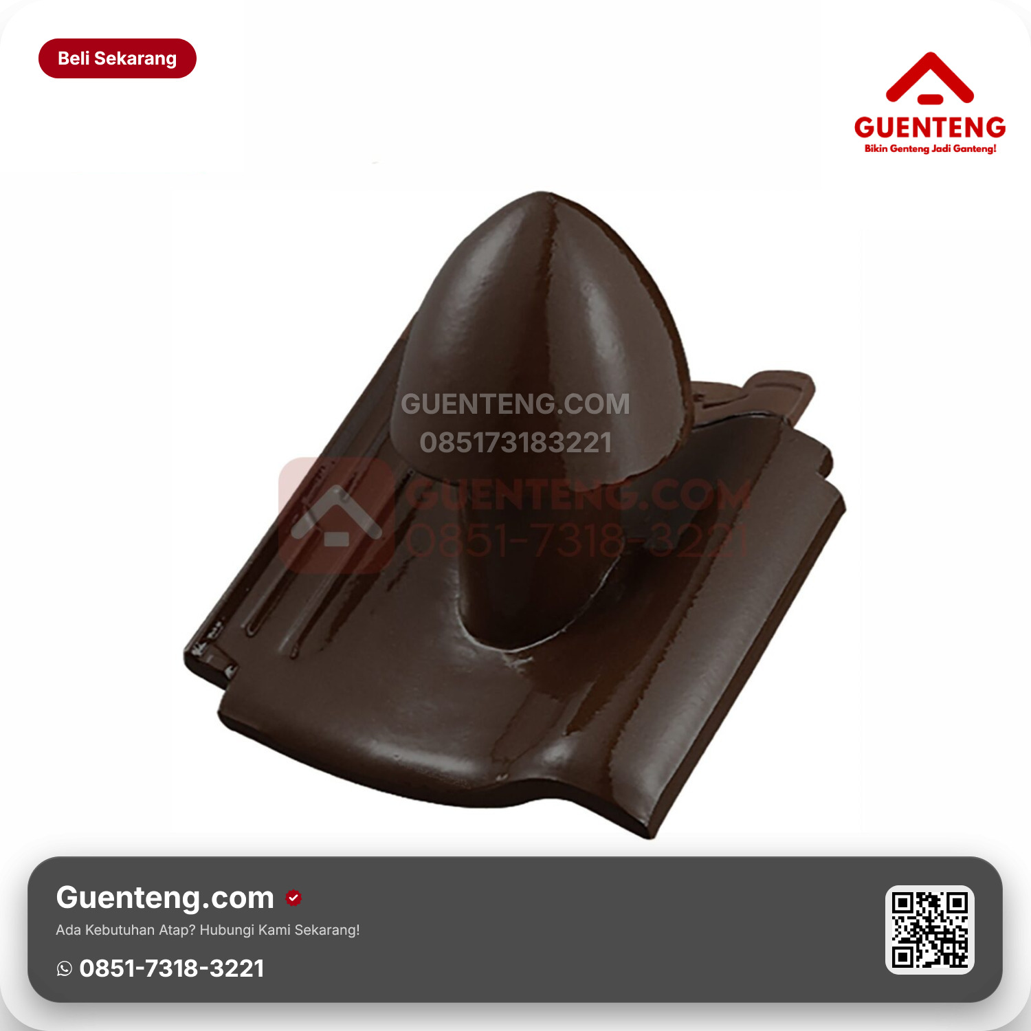 Genteng Keramik Cerobong Udara Kanmuri Milenio Aksesoris Medi Brown Grade 2