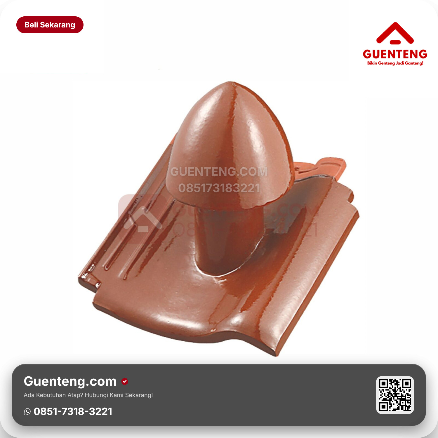 Genteng Keramik Cerobong Udara Kanmuri Milenio Aksesoris Medi Red Grade 2