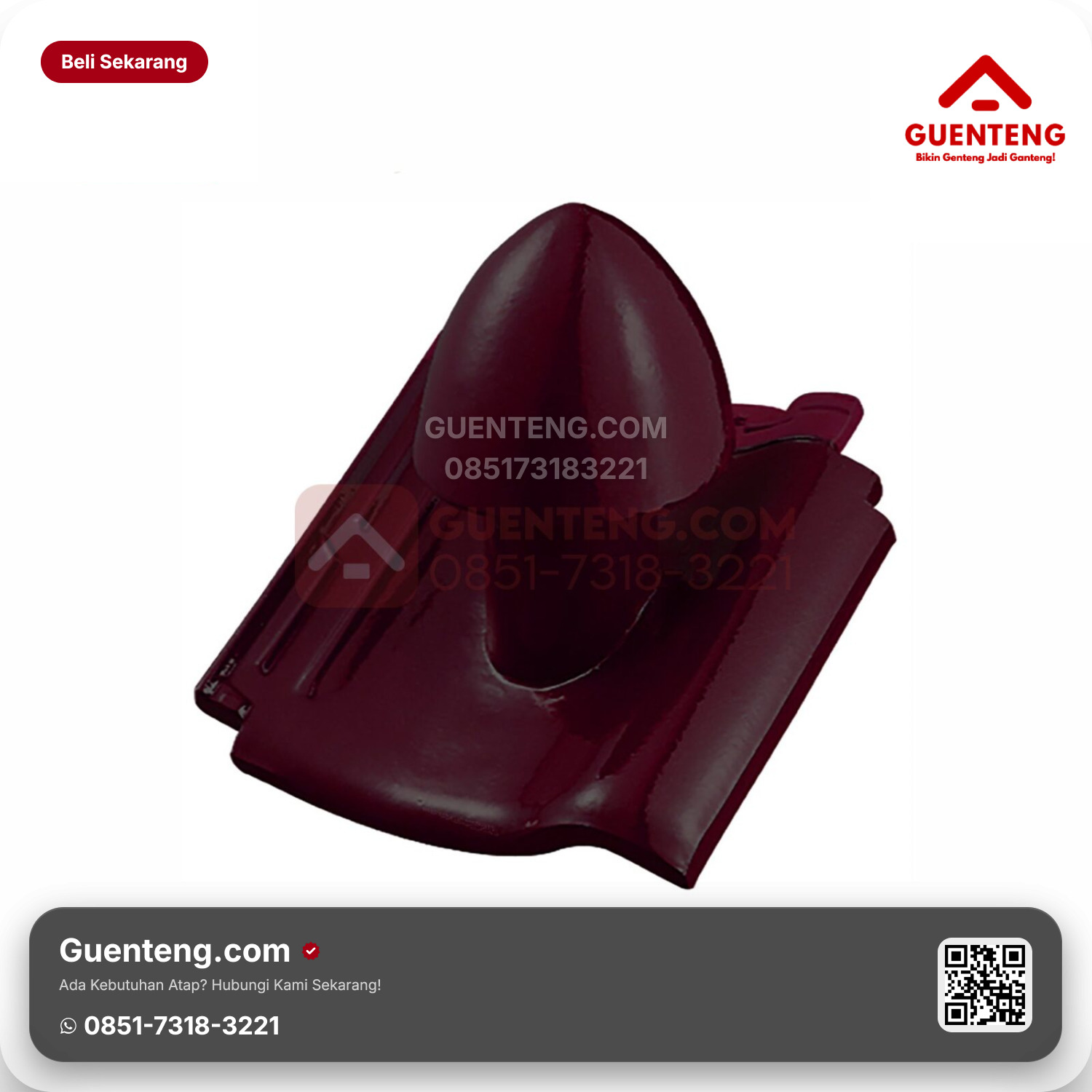 Genteng Keramik Cerobong Udara Kanmuri Milenio Aksesoris Padma Red Grade 2