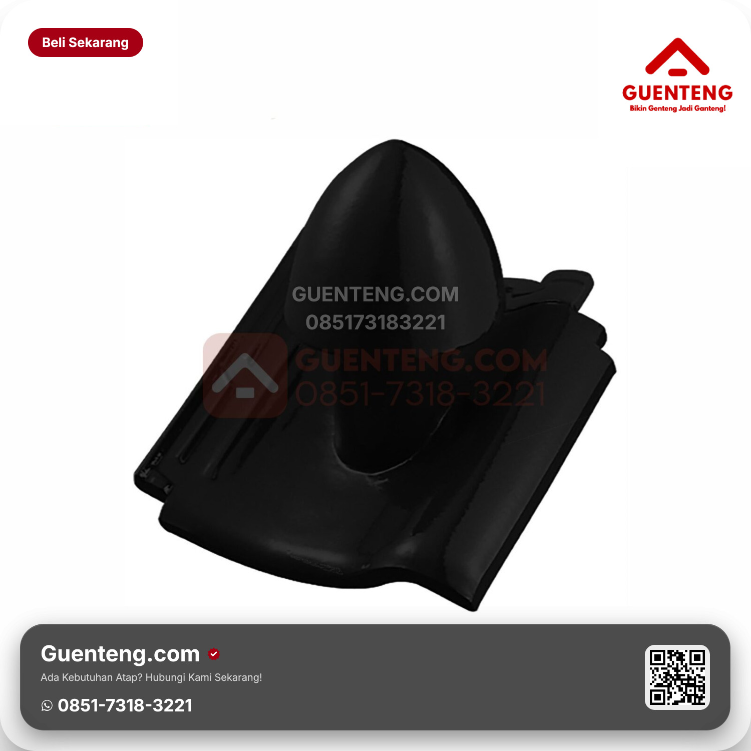 Genteng Keramik Cerobong Udara Kanmuri Milenio Aksesoris Volcanic Black Grade 2
