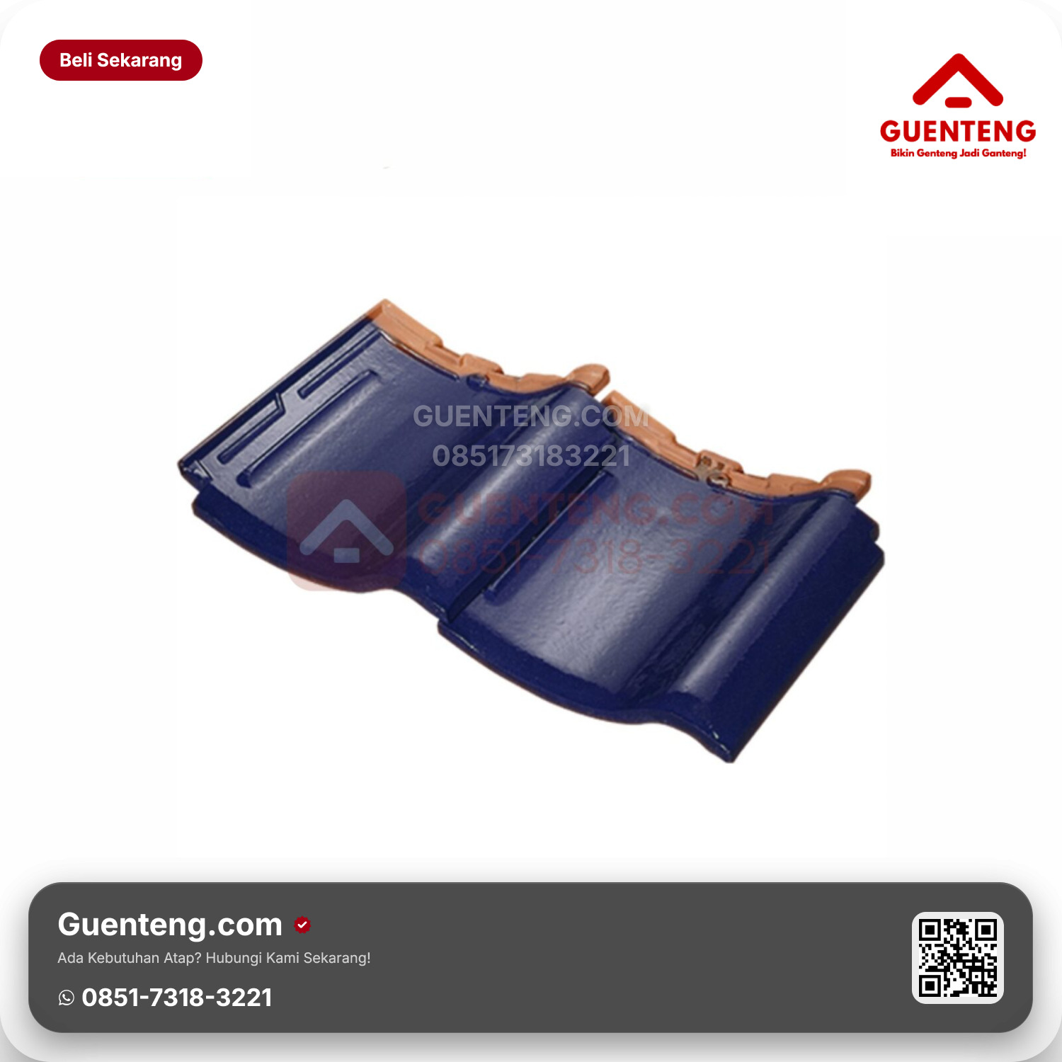 Genteng Keramik Dobel/Double Tile Kanmuri Milenio Aksesoris Admiral Blue Grade 1