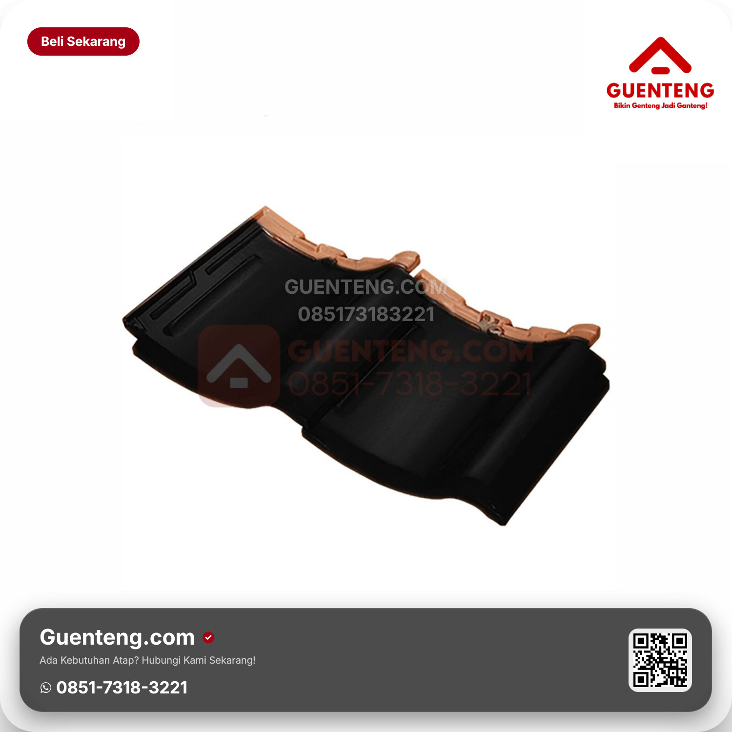 Genteng Keramik Dobel/Double Tile Kanmuri Milenio Aksesoris Diamond Black Grade 1
