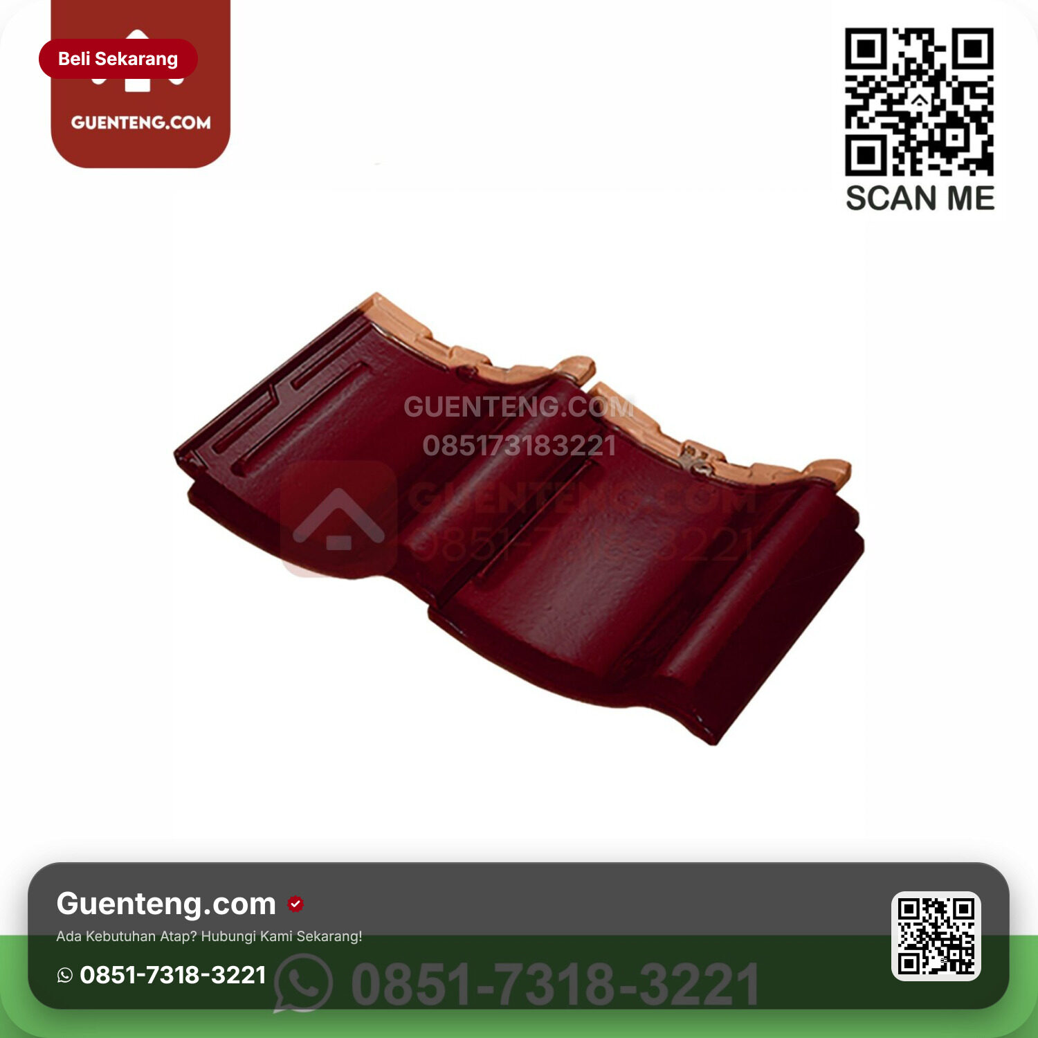 Keramik Kanmuri Kanmuri Milenio Genteng Dobel Double Tile Kanmuri Milenio Grade 1 Maroon Pcs