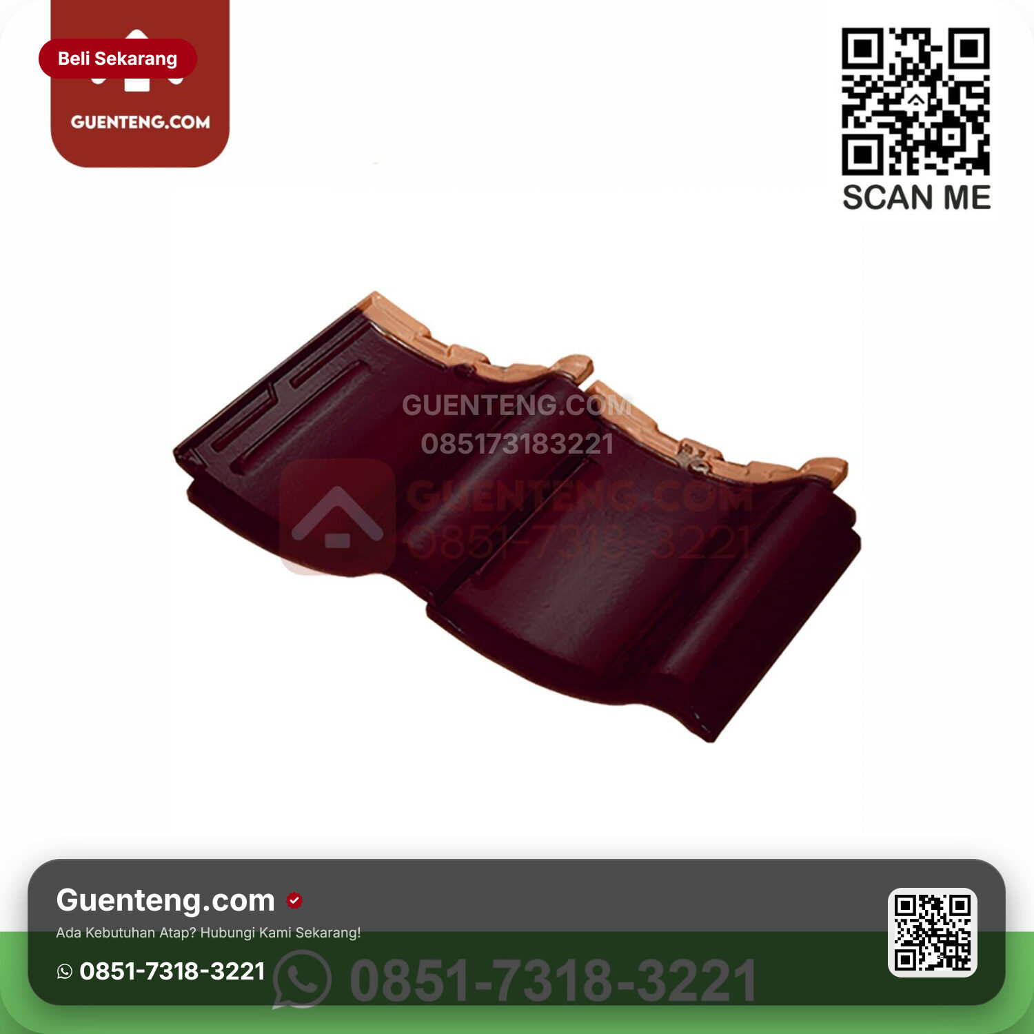 Genteng Keramik Kanmuri – Milenio Aksesoris Genteng Dobel/Double Tile Kanmuri Milenio Grade 1 Wine Red