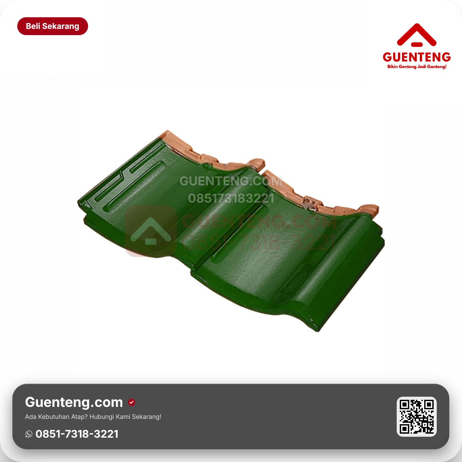 Genteng Keramik Dobel/Double Tile Kanmuri Milenio Aksesoris Green Grade 2