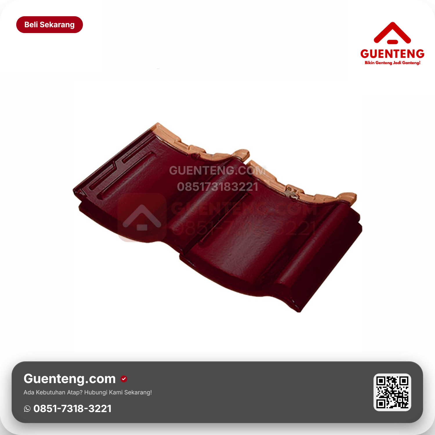 Genteng Keramik Dobel/Double Tile Kanmuri Milenio Aksesoris Maroon Grade 2