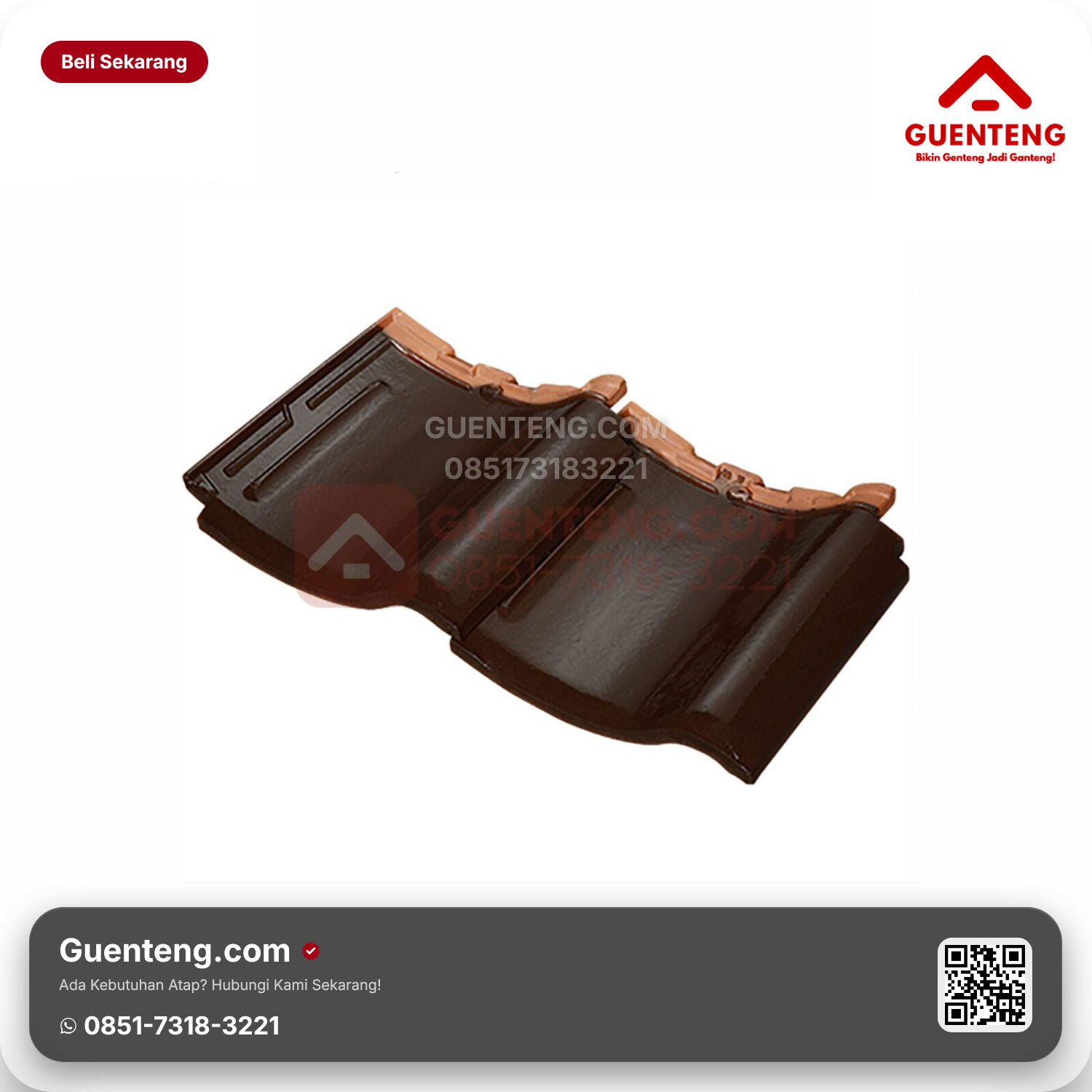 Genteng Keramik Dobel/Double Tile Kanmuri Milenio Aksesoris Medi Brown Grade 2