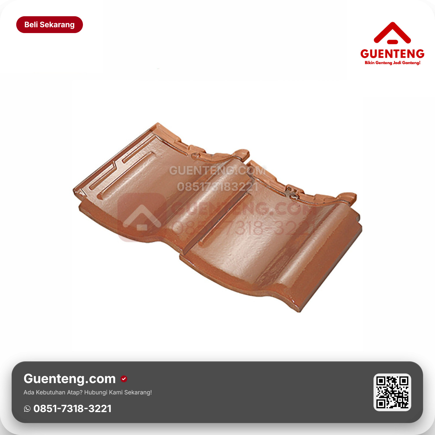 Genteng Keramik Dobel/Double Tile Kanmuri Milenio Aksesoris Medi Orange Grade 1